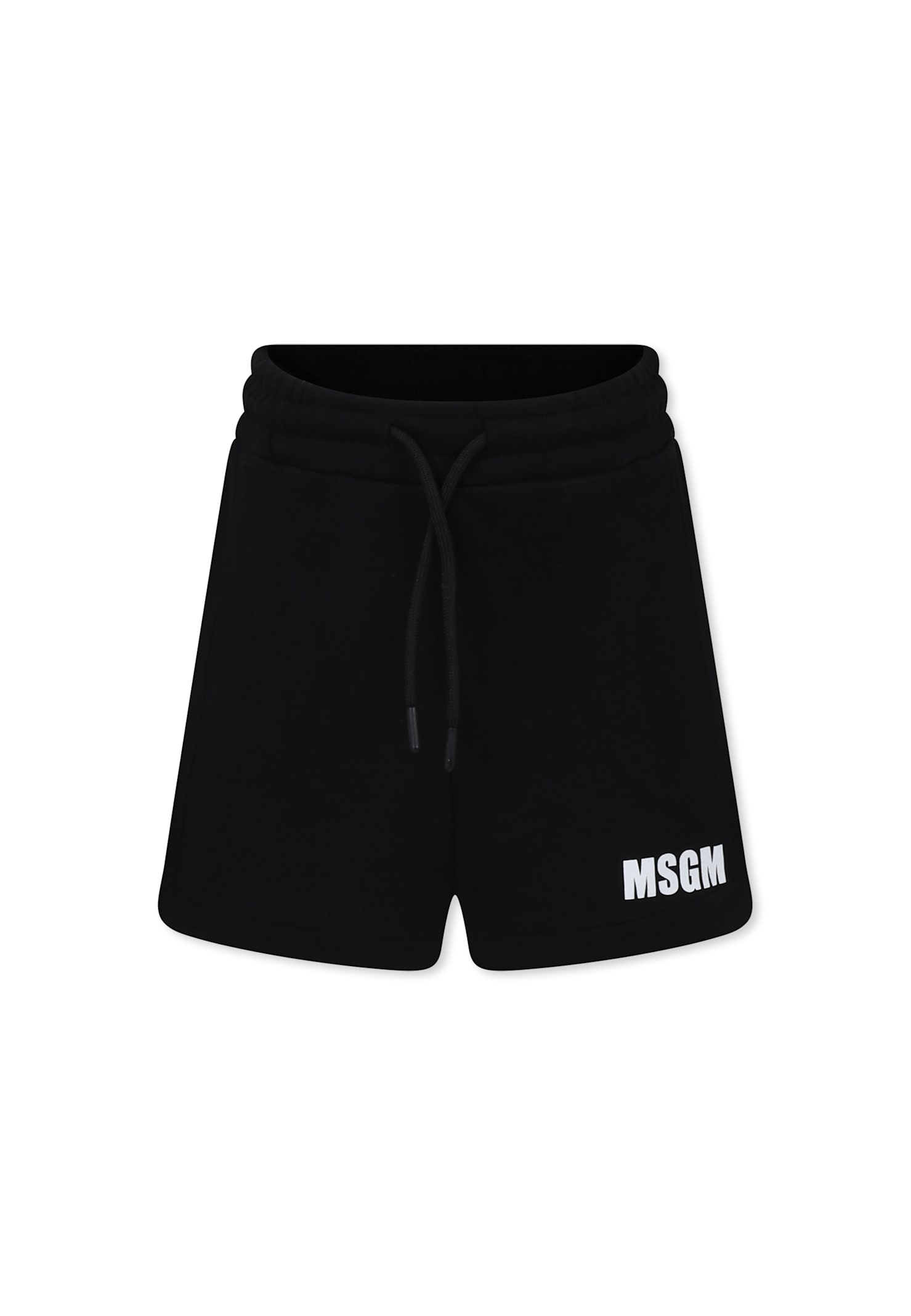 Msgm Black Shorts For Girl With Logo In Black