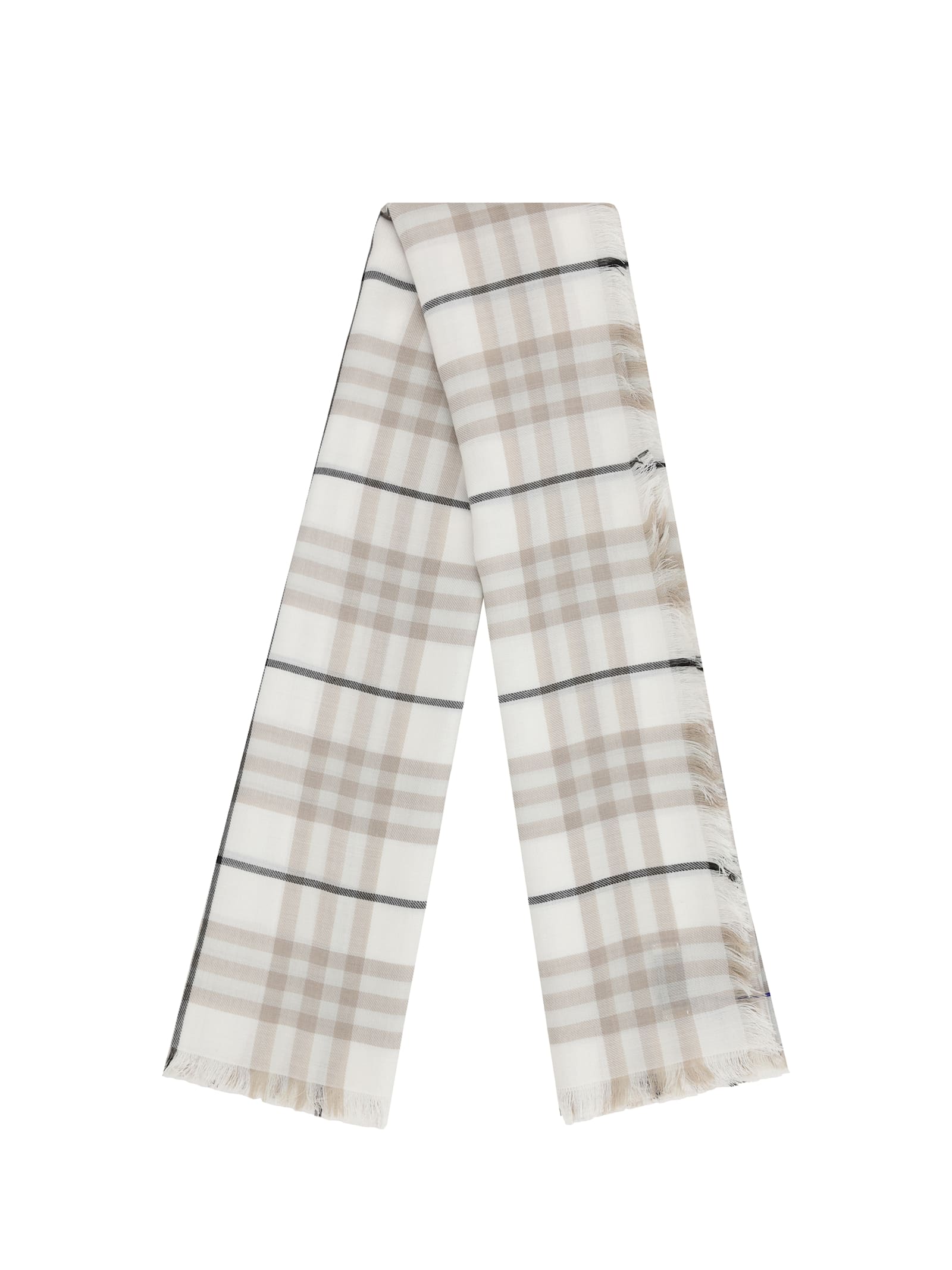 Burberry Cashmere Scarf With Iconic Check Pattern In Cotton