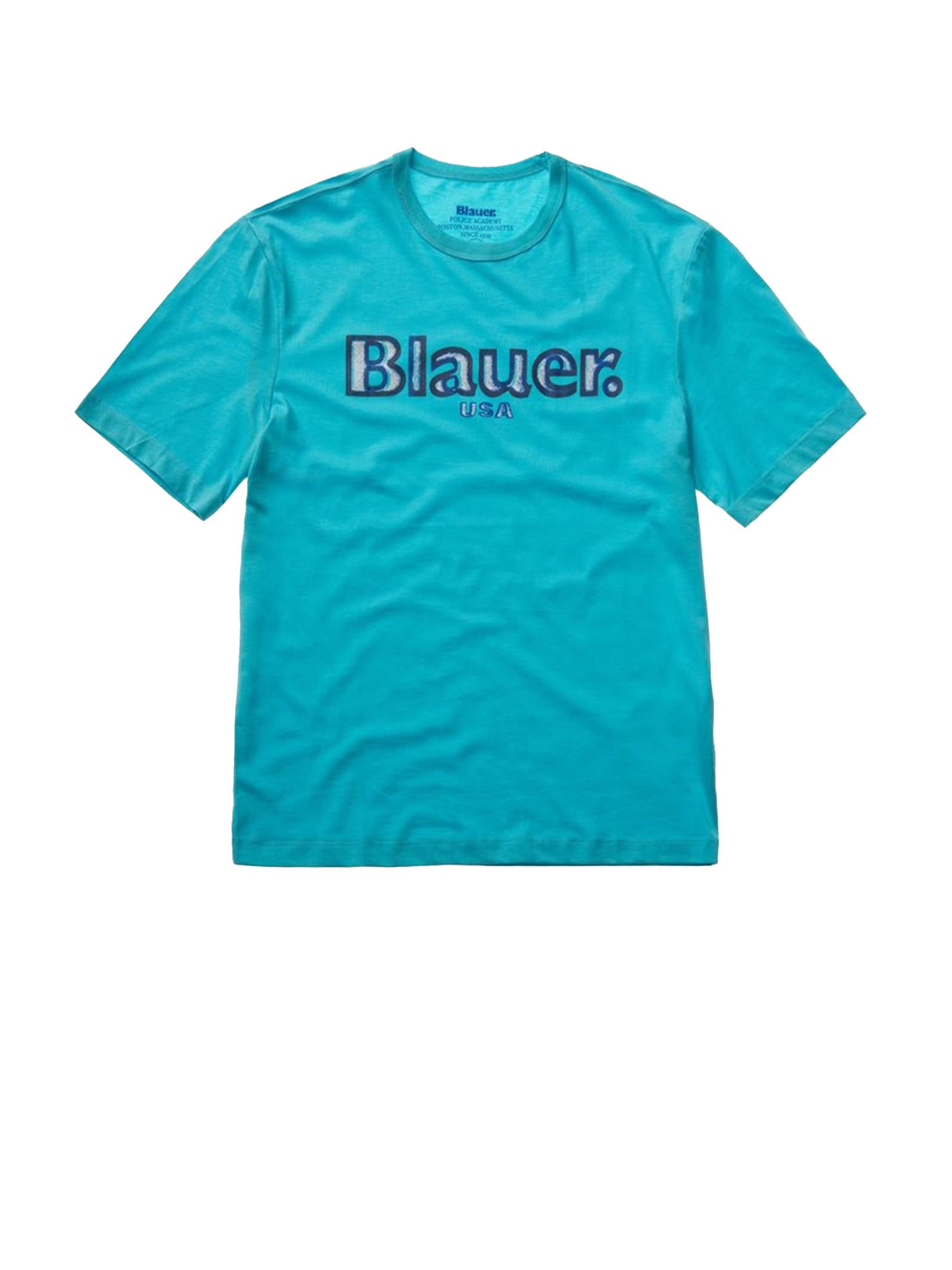 Shop Blauer Light Blue Crew Neck T-shirt In Cotton In Turchese