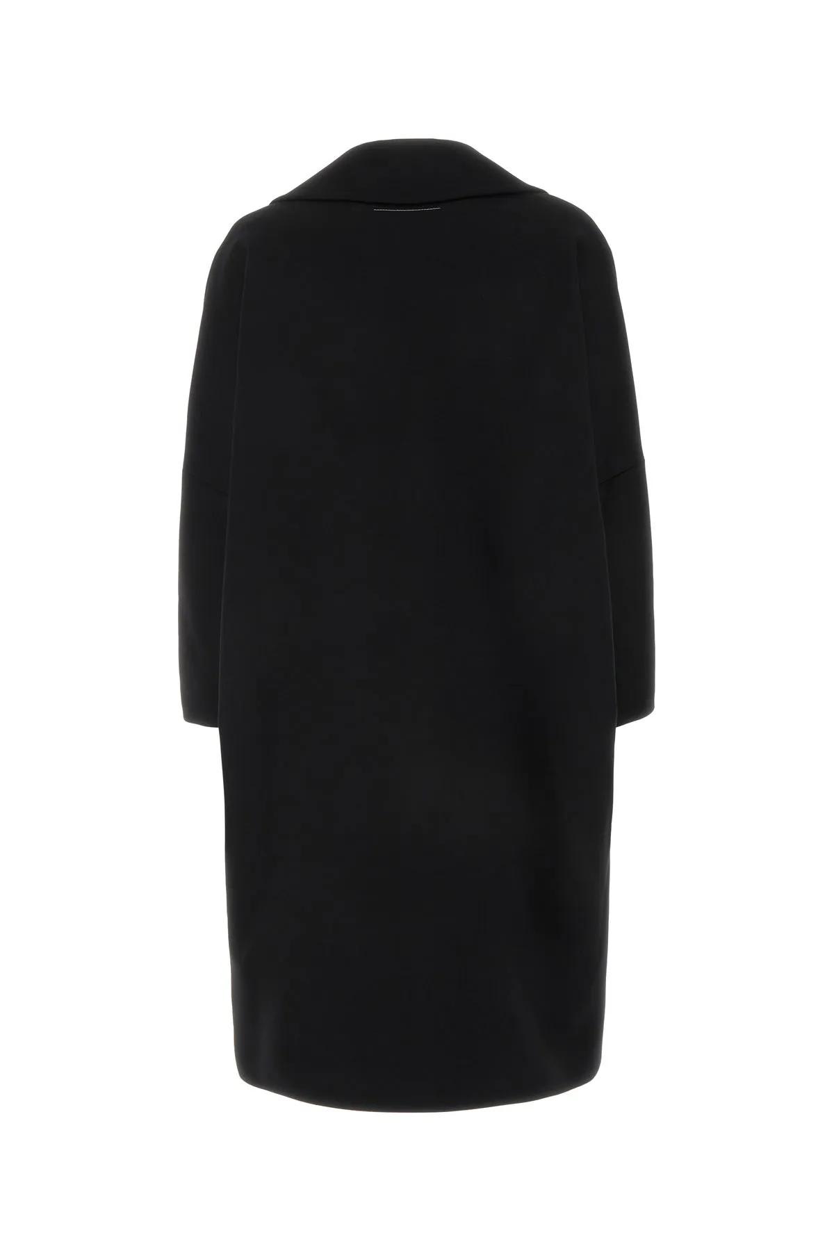 Shop Mm6 Maison Margiela Black Stretch Polyester Blend Coat