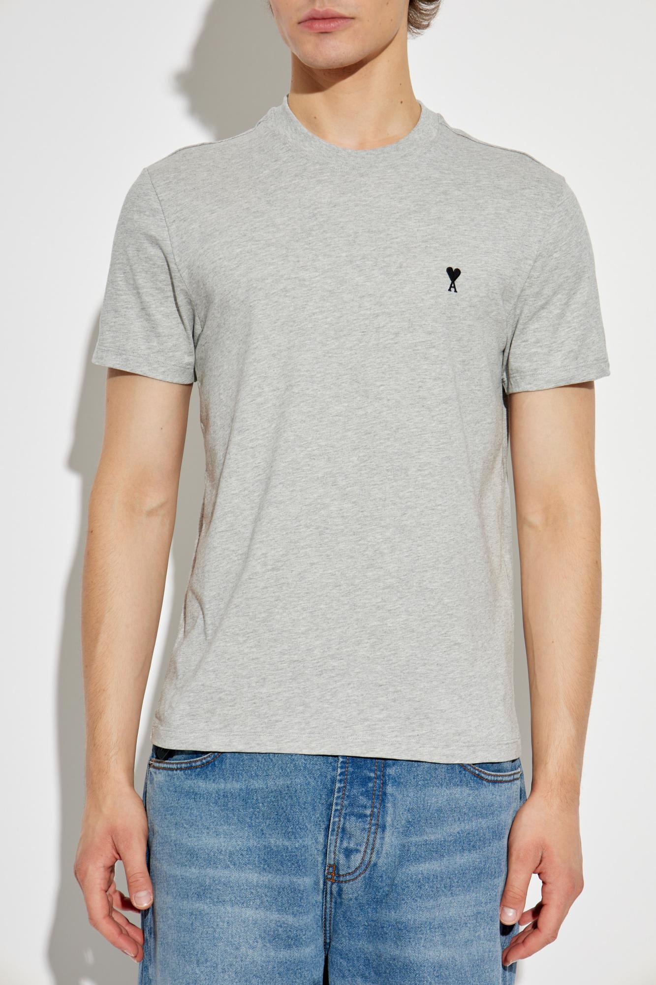 Ami Alexandre Mattiussi Ami De Coeur T-shirt In Organic Cotton Jersey In Gray
