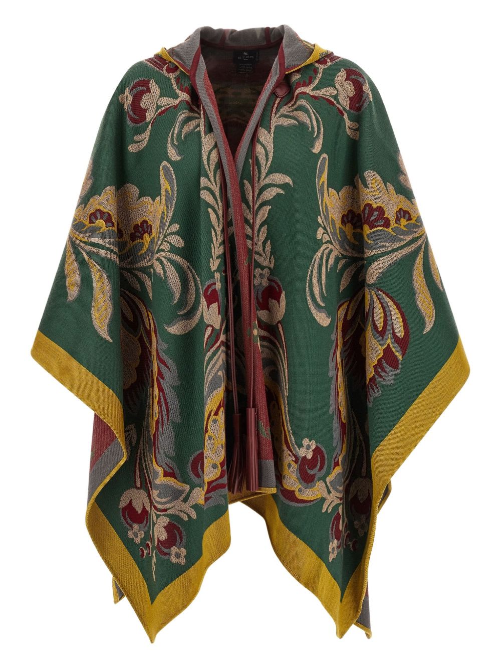 Etro Floral Hooded Cape In Green