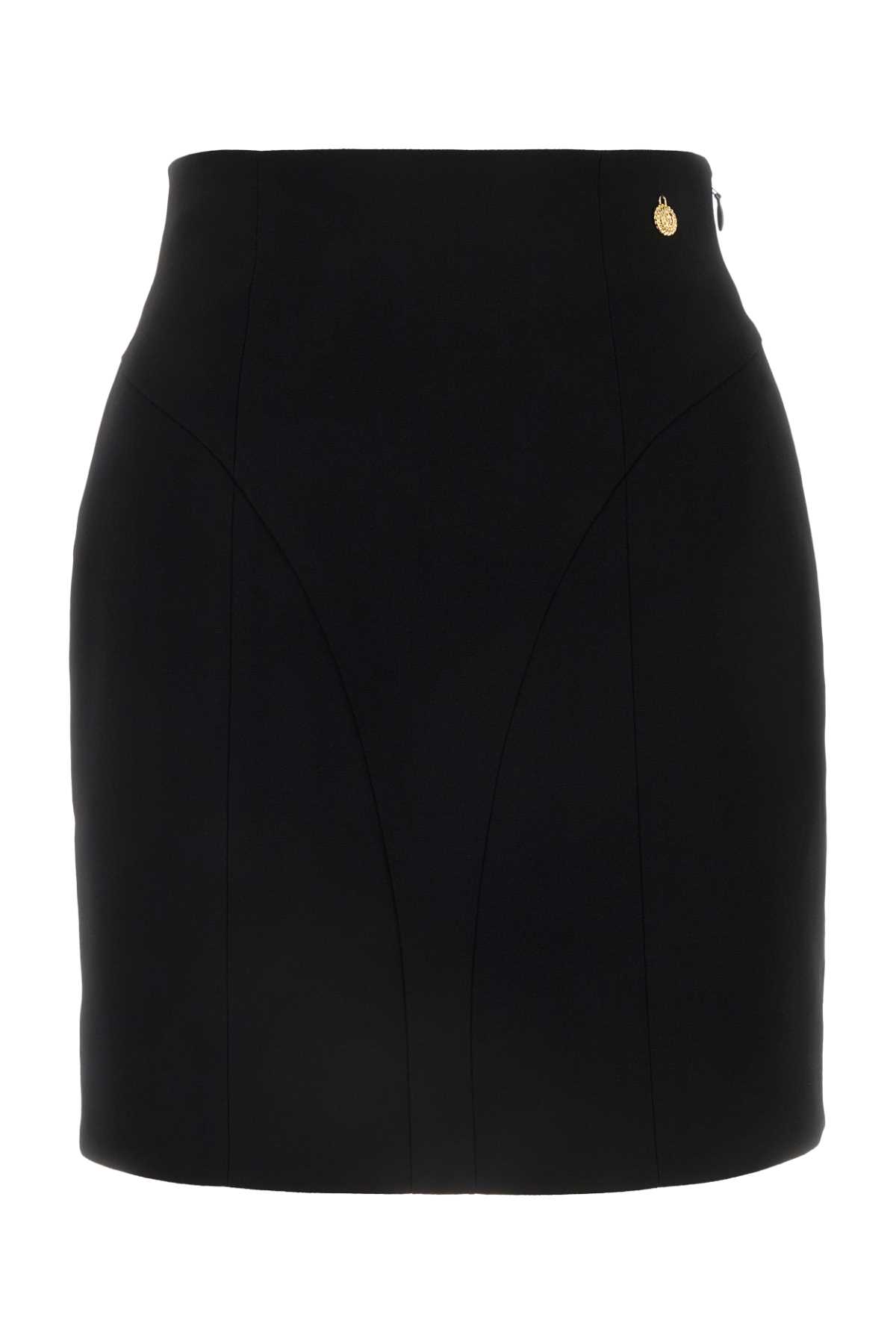 Shop Balmain Black Viscose Mini Skirt In Noir