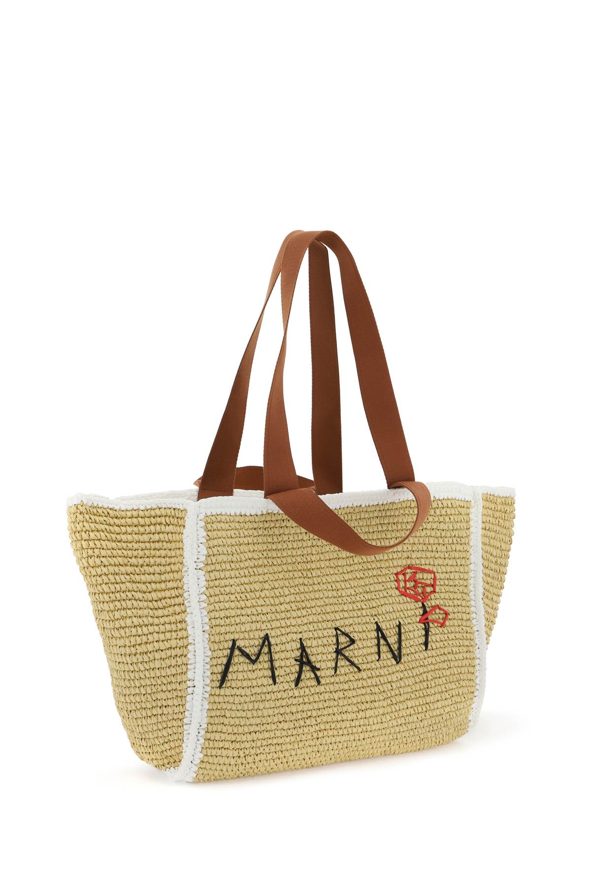 Shop Marni Medium Sillo Tote Bag In Natural/white/rust (beige)