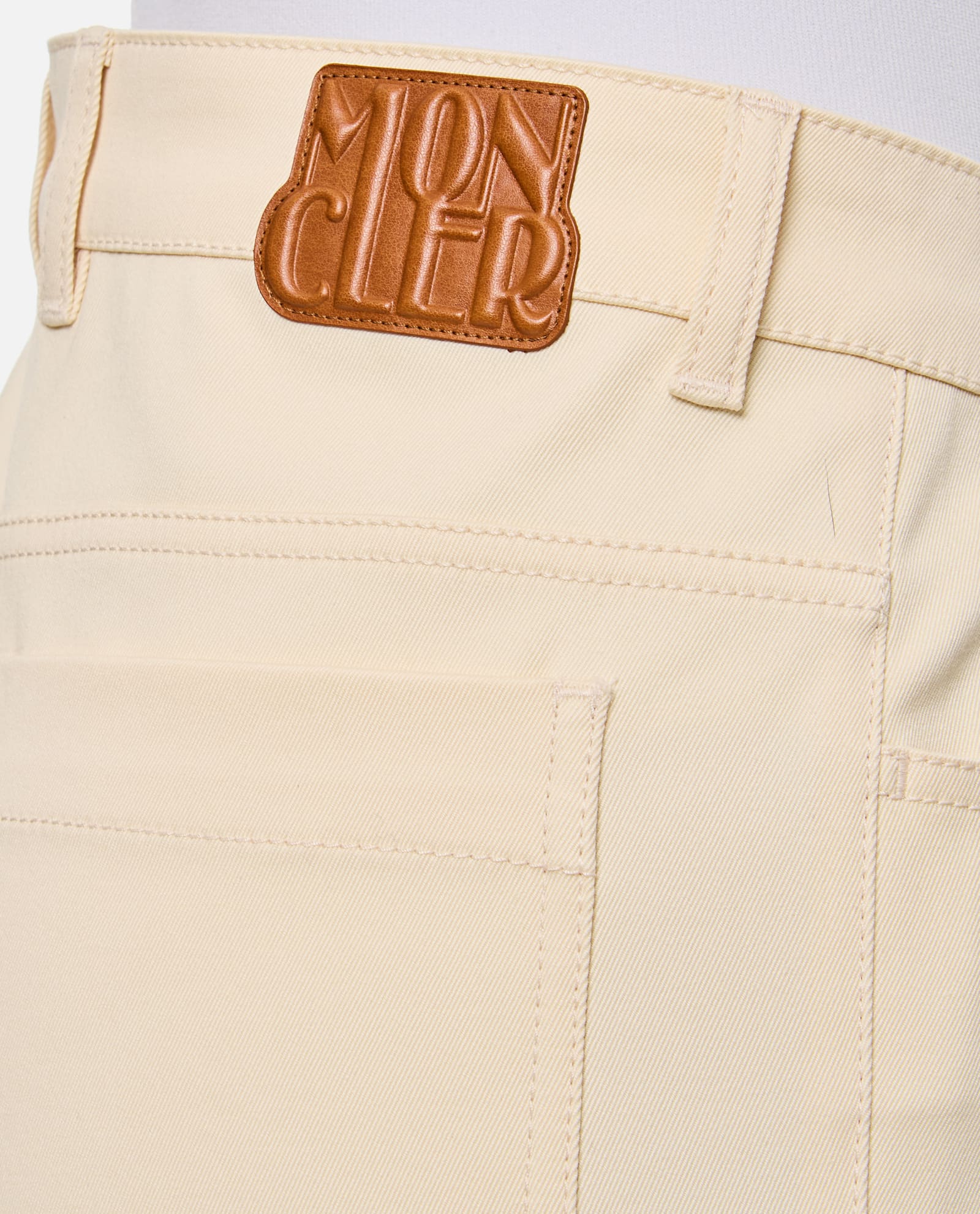 Moncler Sport Trousers With Patch And Elastic Ankle Cuffs In Beige