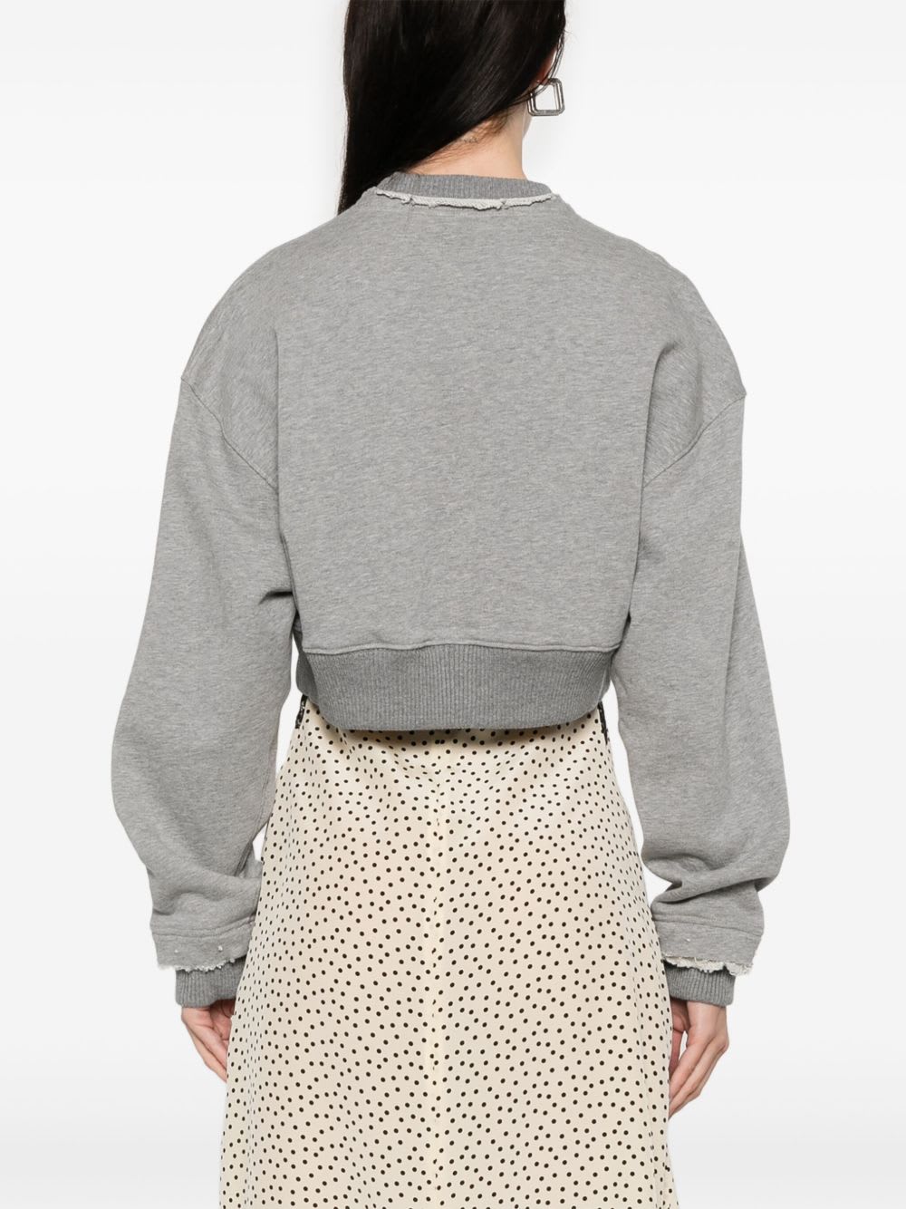 Alexander Mcqueen Alexander Mc Queen Logo Cotton Cropped Sweatshirt In Gray