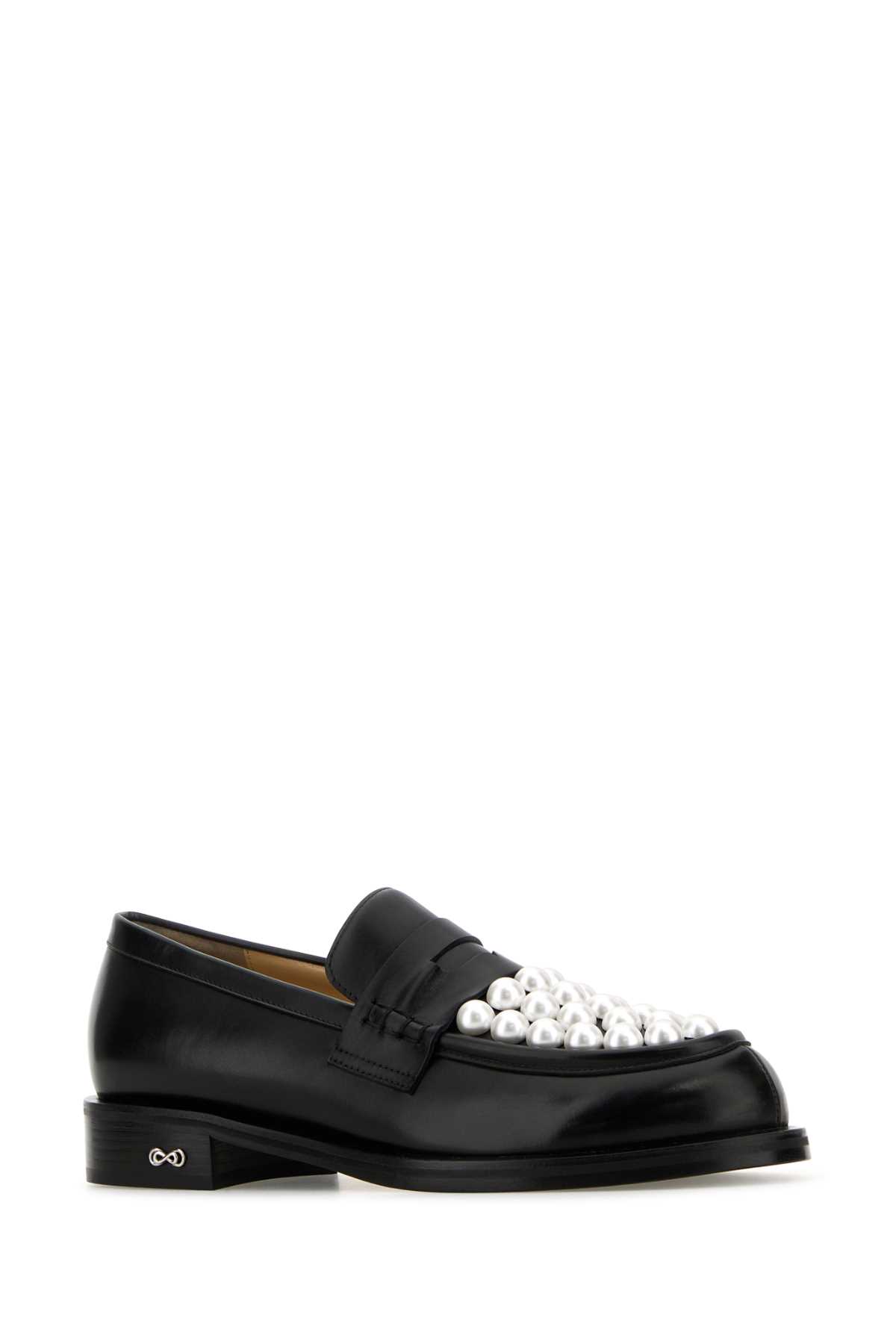 Shop Mach &amp; Mach Black Leather Sirene Loafers In Blackwhite