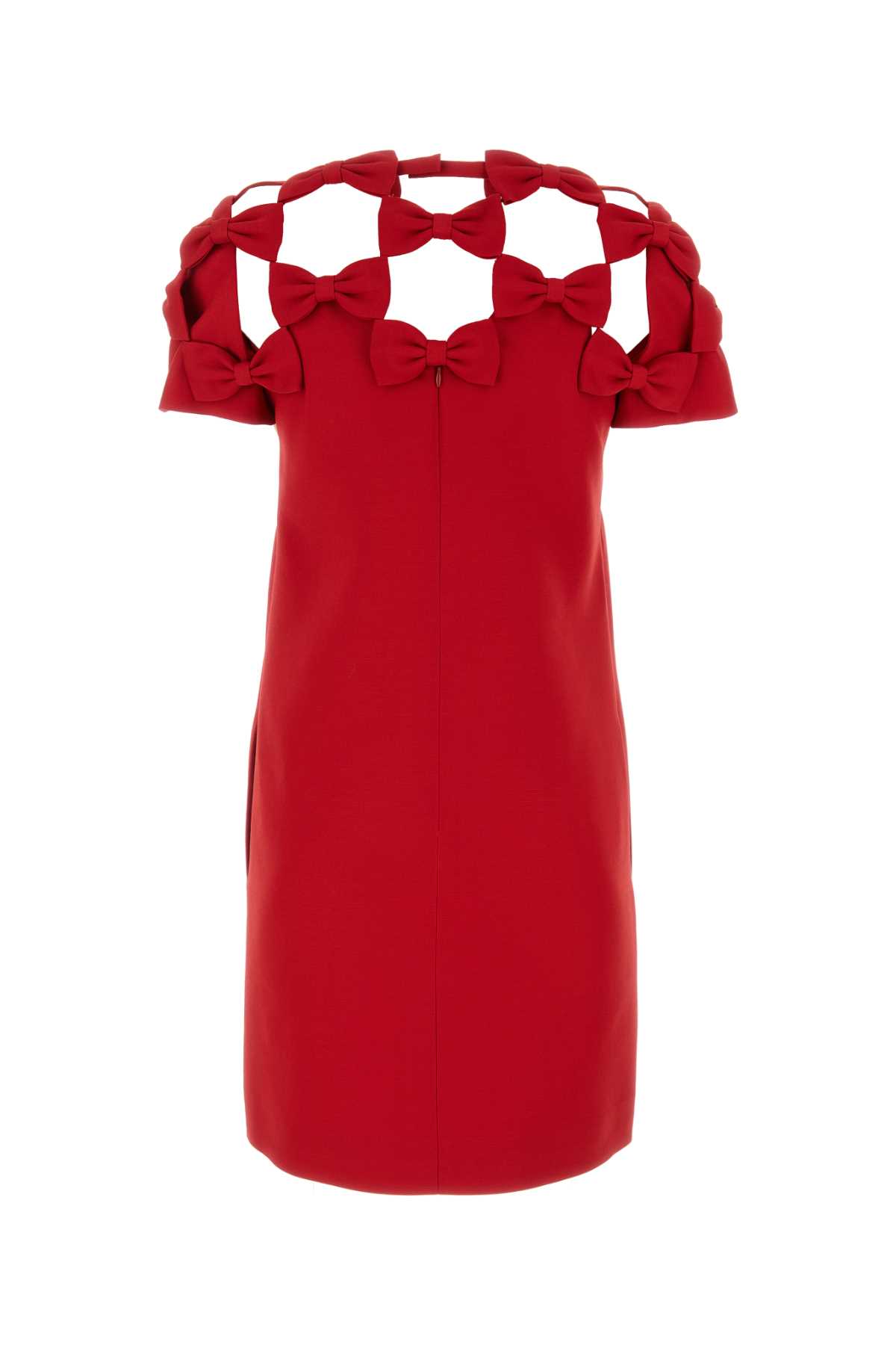 Shop Valentino Red Crepe Couture Mini Dress In Rosso