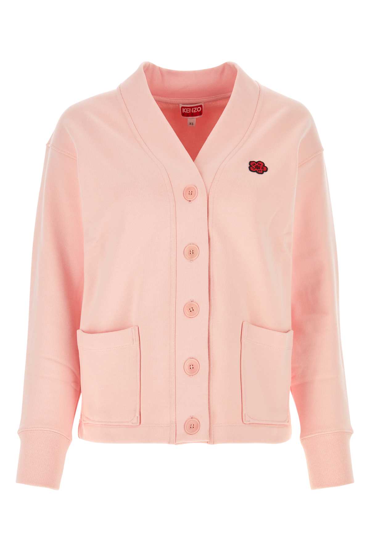 Shop Kenzo Pink Stretch Cotton Cardigan In Roseclair