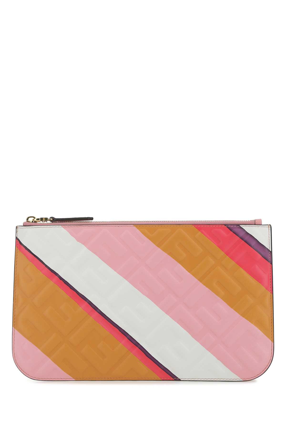 Shop Fendi Multicolor Leather Clutch In F0w52