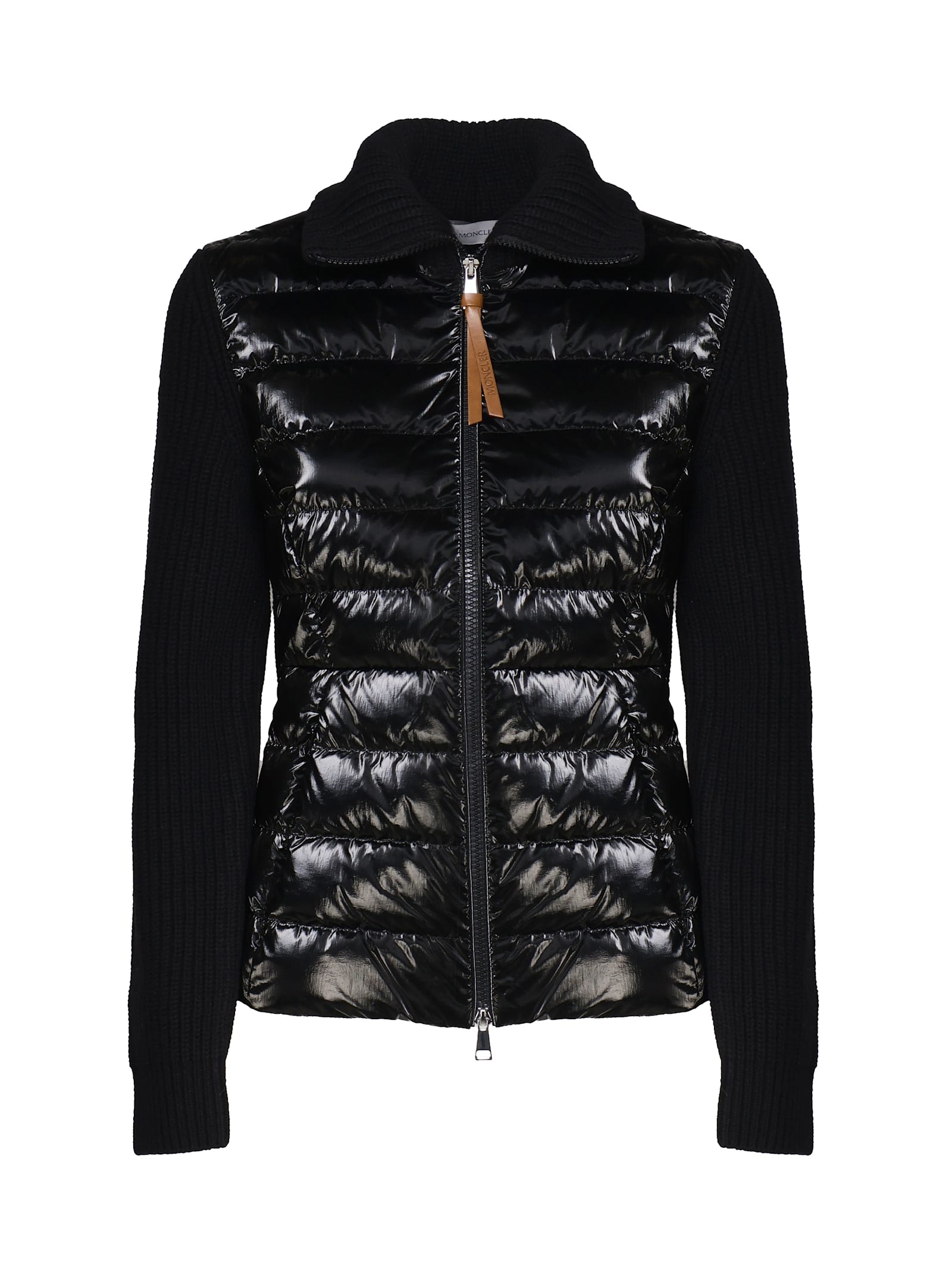 Shop Moncler Padded Zip Cardigan In Black