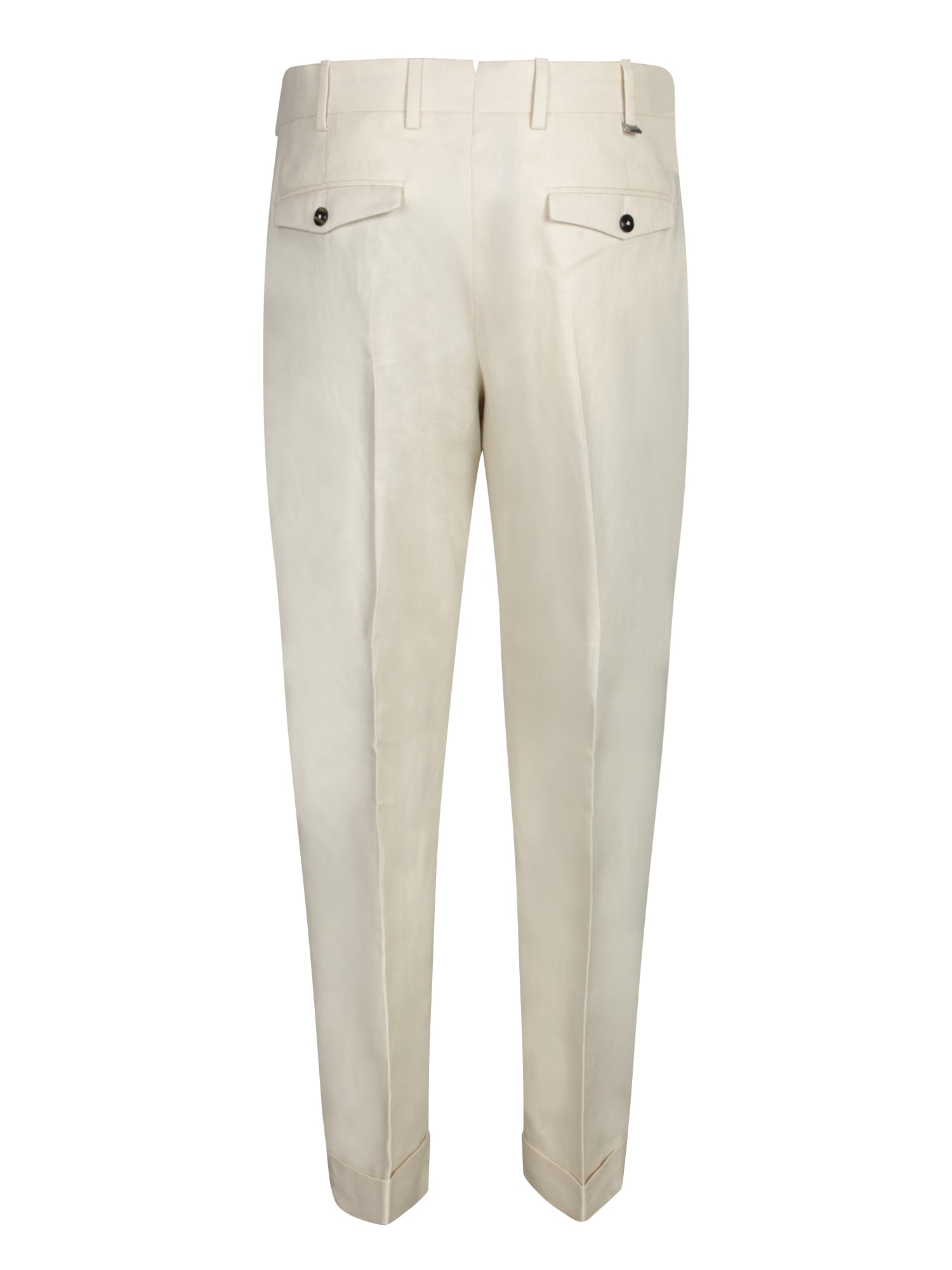 Pt Torino Cotton-linen Blend Trousers With Modern Tailoring In Beige