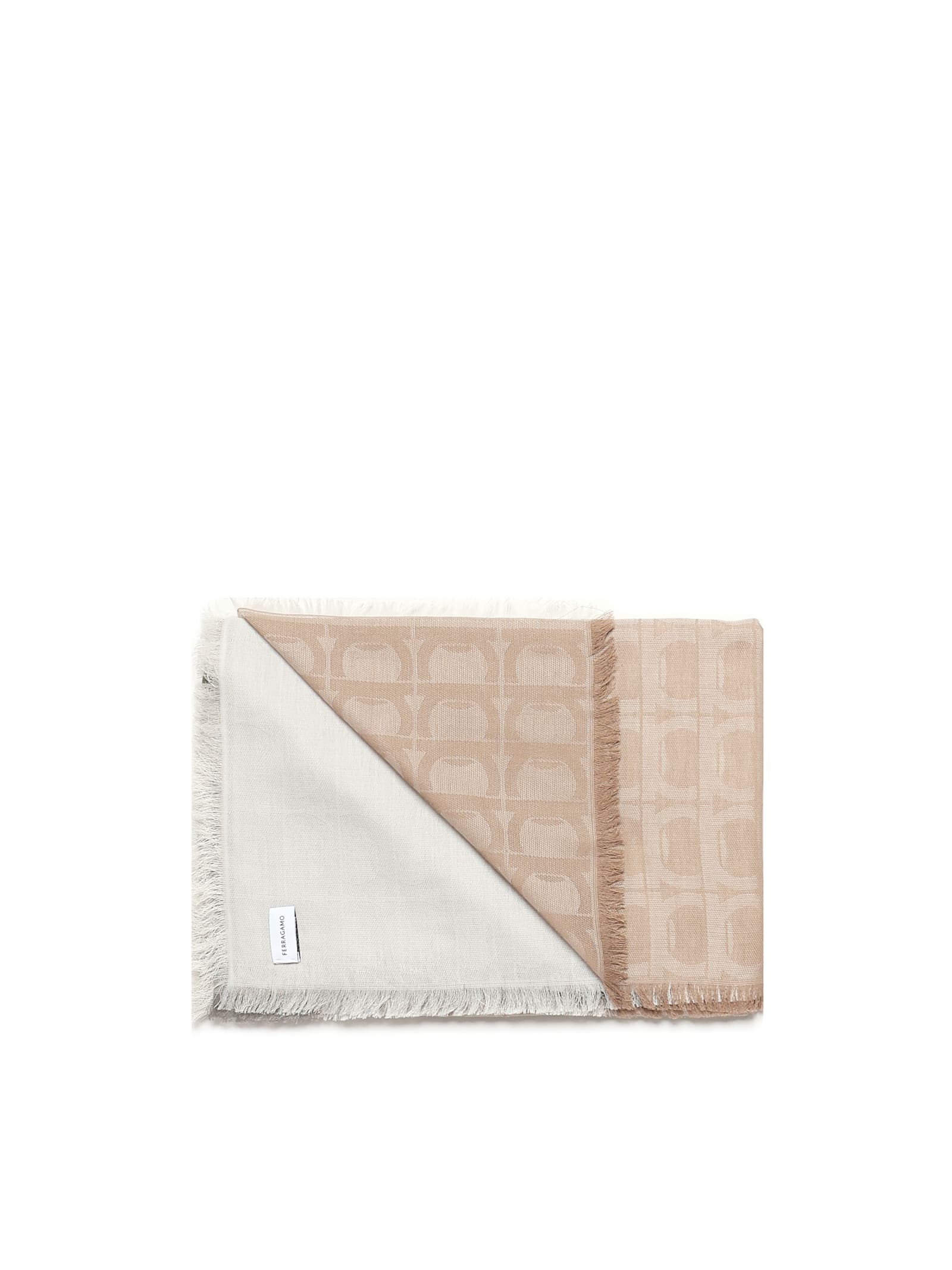 Ferragamo Gancini Monogram Jacquard Stole In Neutral