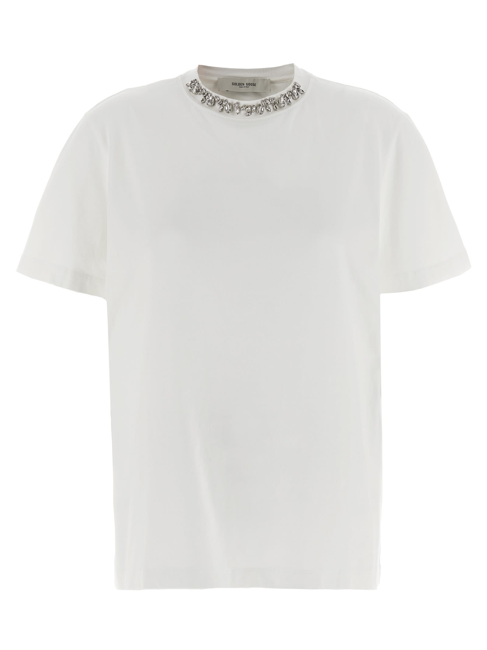 Golden Goose Crystal Crew Neck T-shirt In White