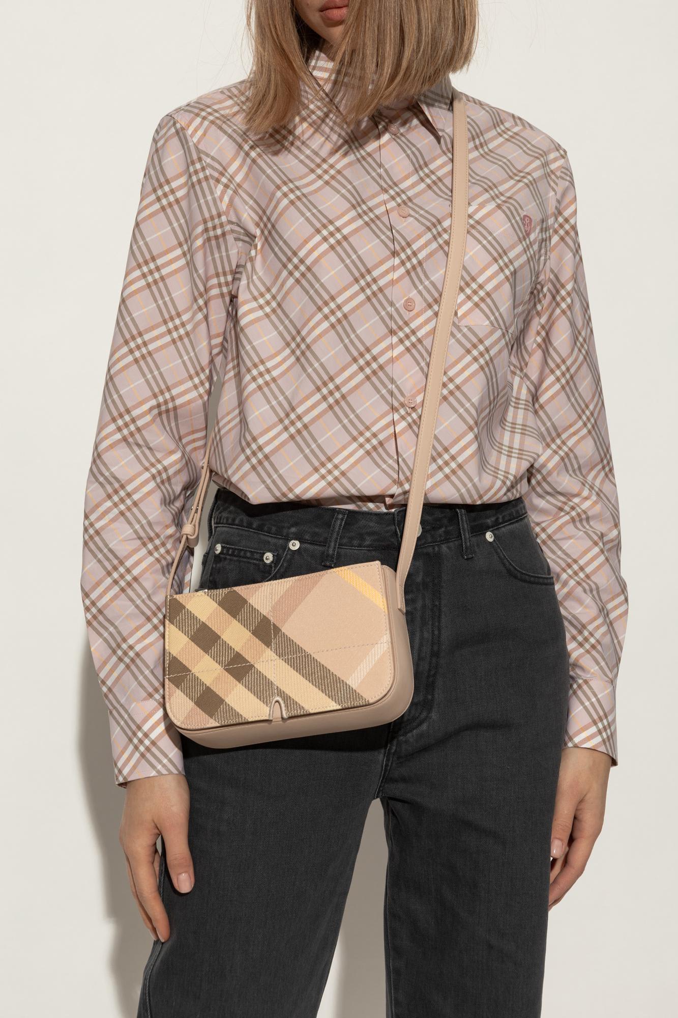 Burberry Snip Check Jacquard Flap Shoulder Bag In Teacup