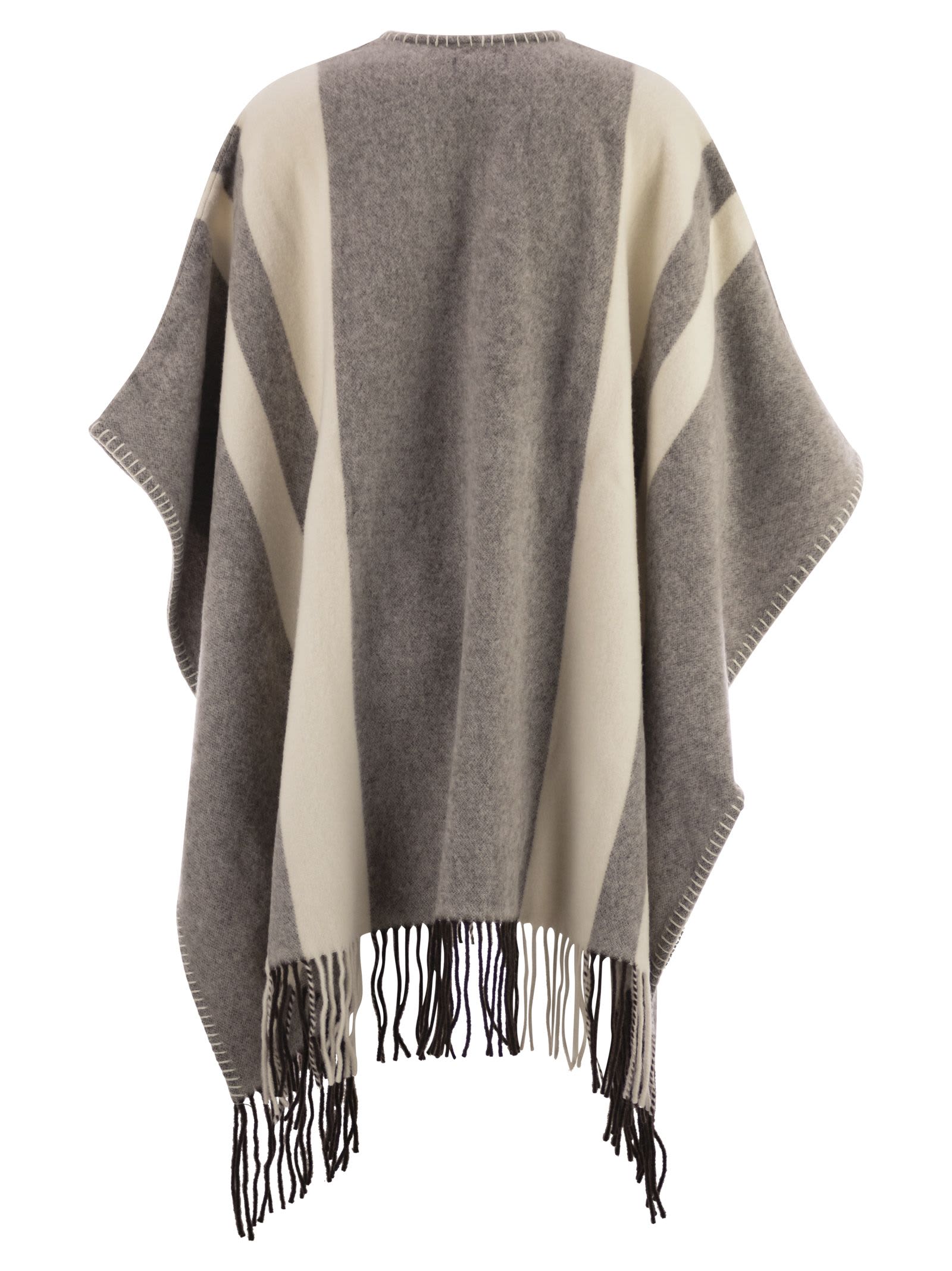Fay Wool Poncho With Hook In Brown
