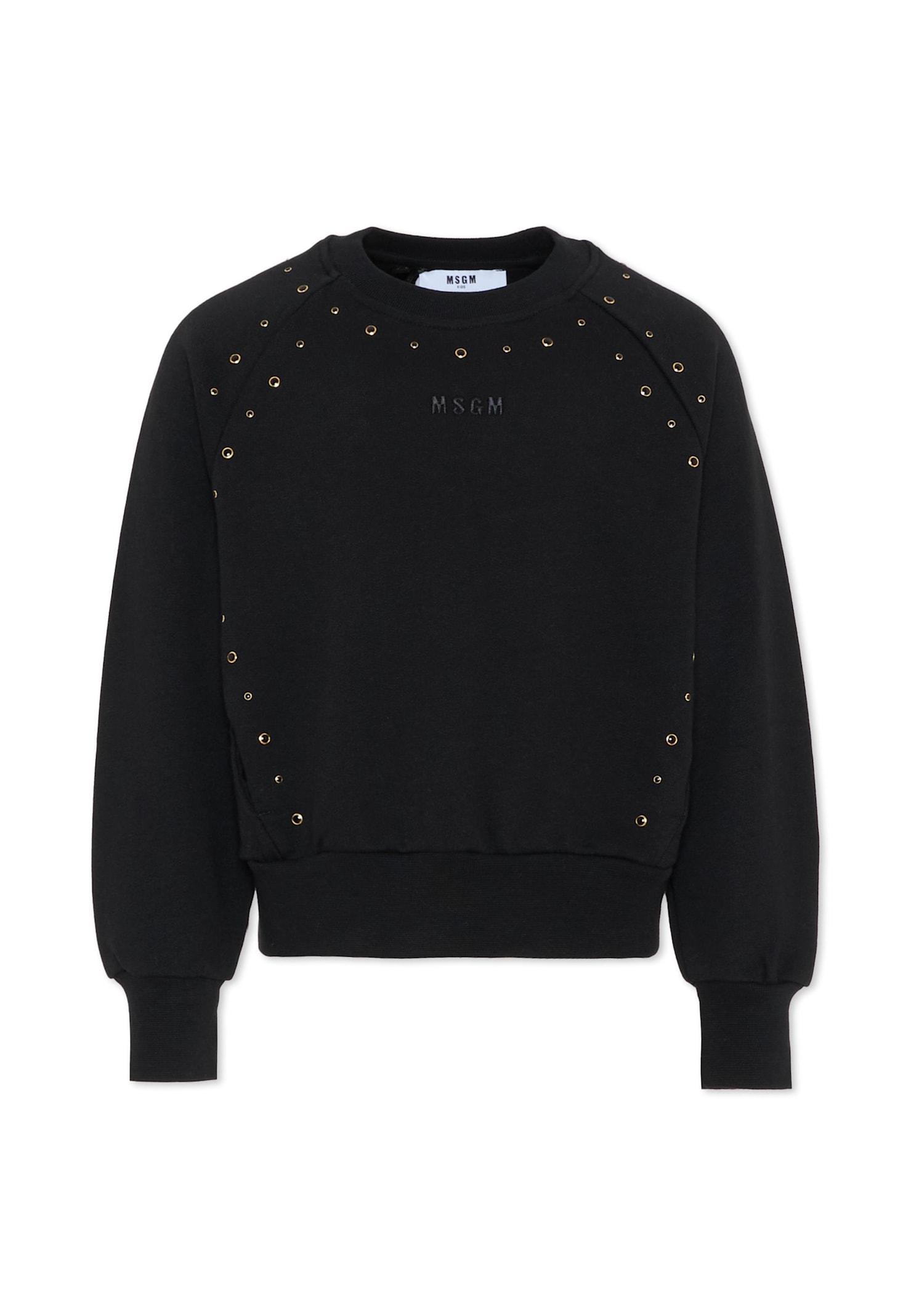 Msgm Black Sweatshirt For Girl With Stunds In Black