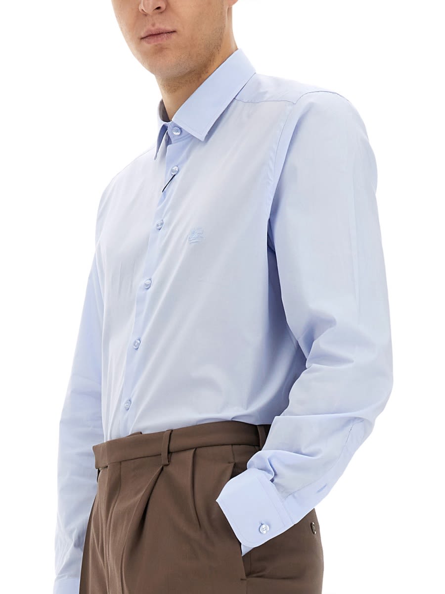 Etro Tailored Shirt Button Down Collar Long Sleeves In Azure