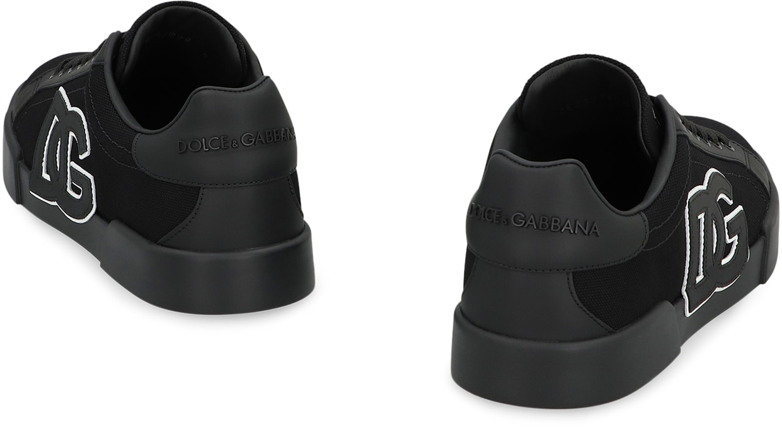 Dolce & Gabbana Light Strobel Sneaker In Canvas And Leather Color Black With Logo In Black