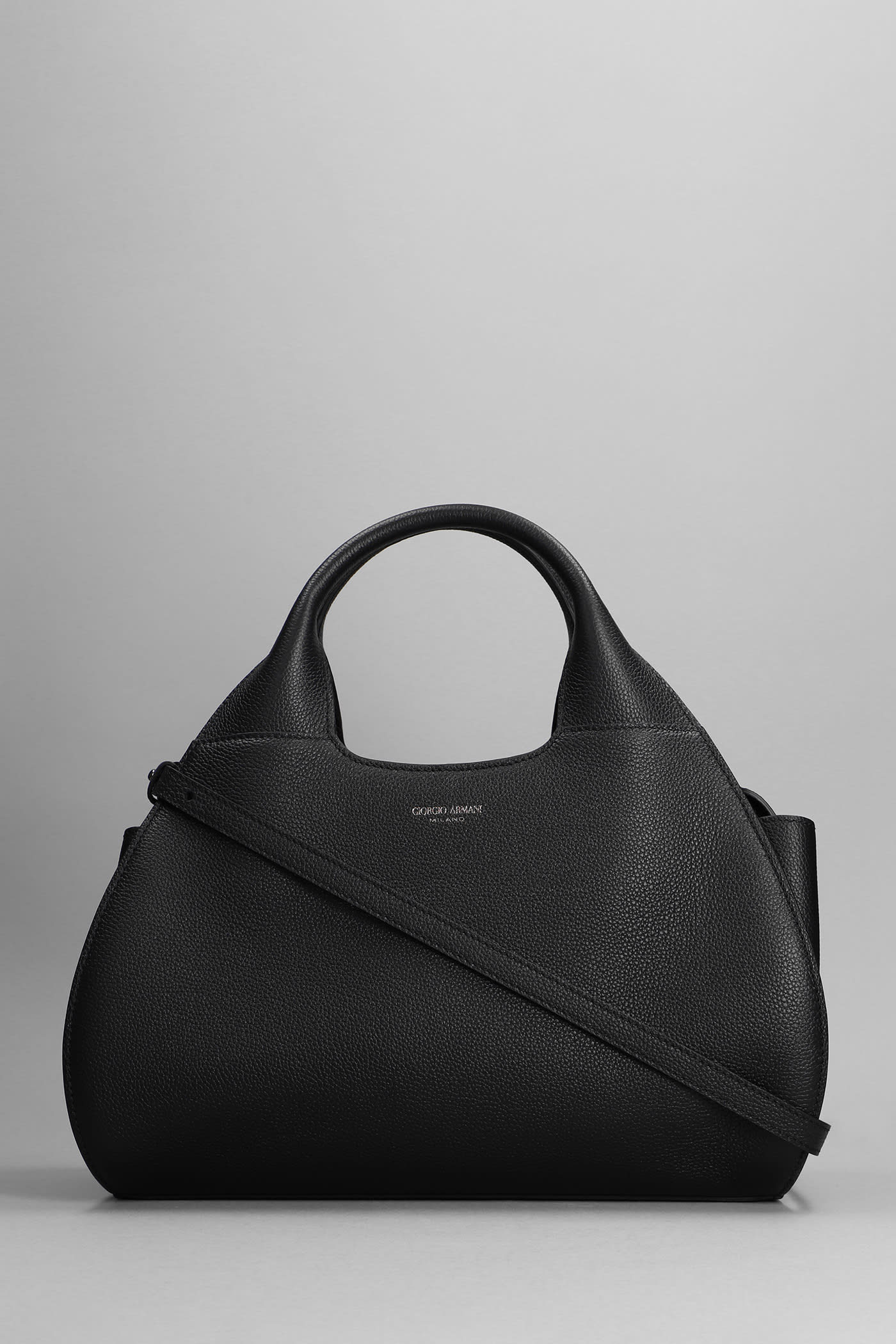 Giorgio Armani Hand Bag In Black Leather