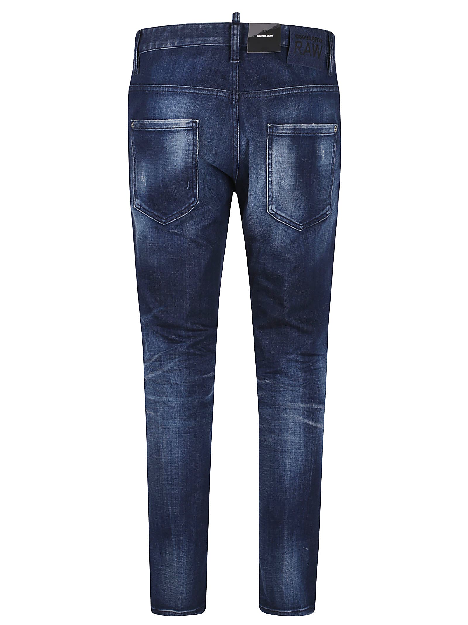 Dsquared2 Navy Blue Slim Cut Jeans With Whiskering Effect In Blue