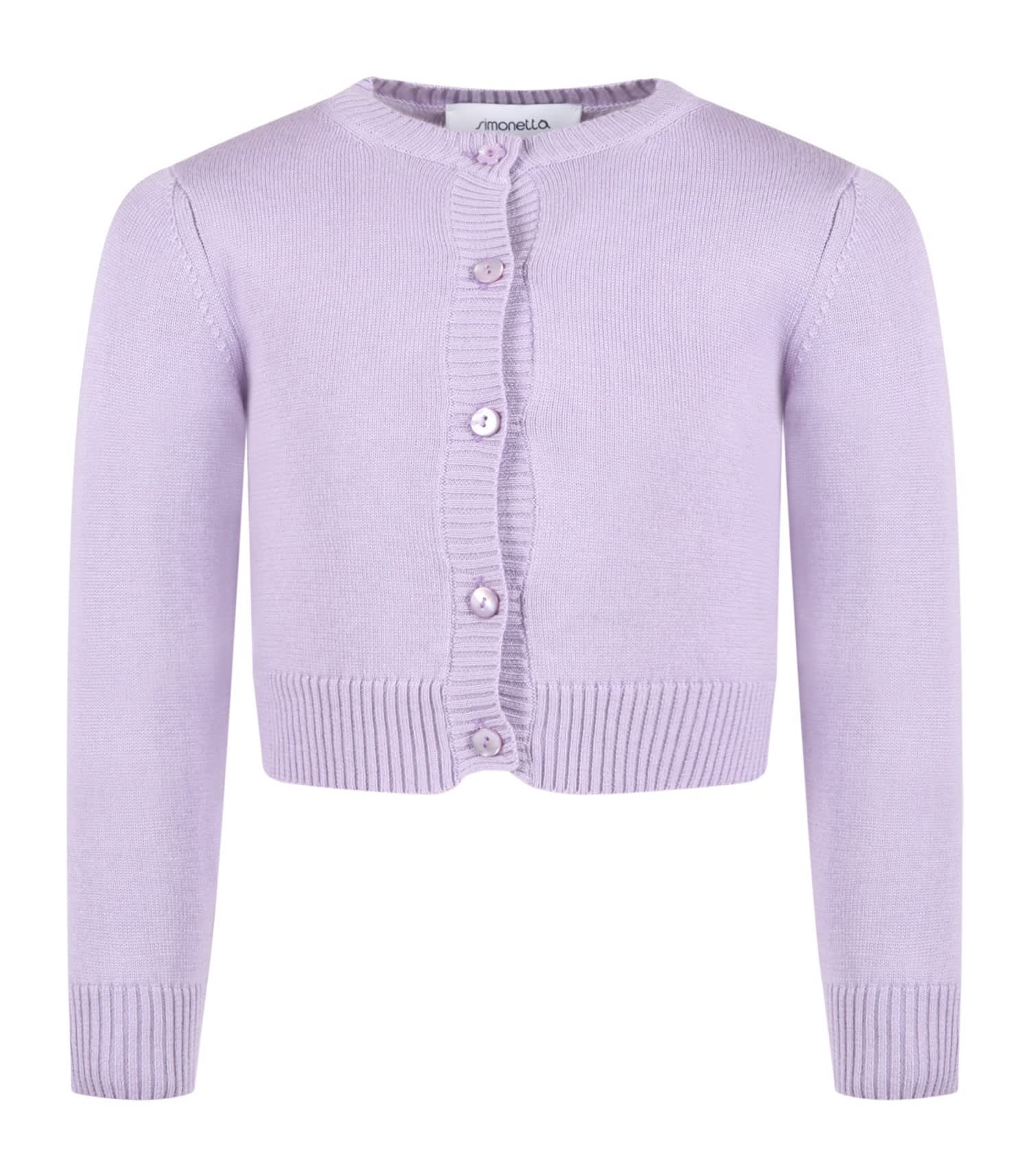 Simonetta Purple Cardigan For Girl In Lilla