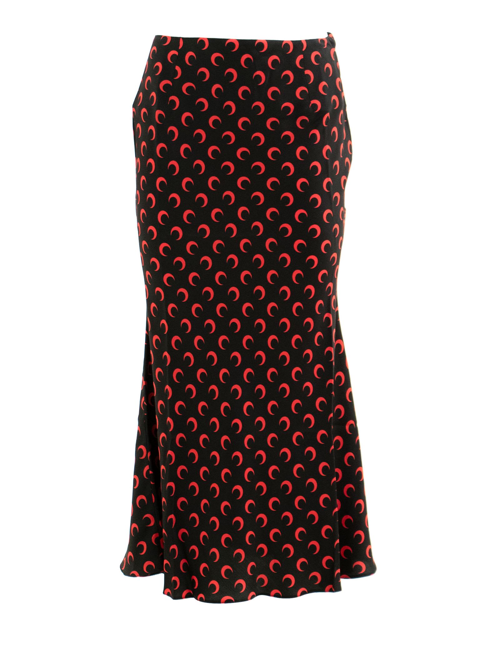 Black Viscose Moon Print All Over Red Skirt