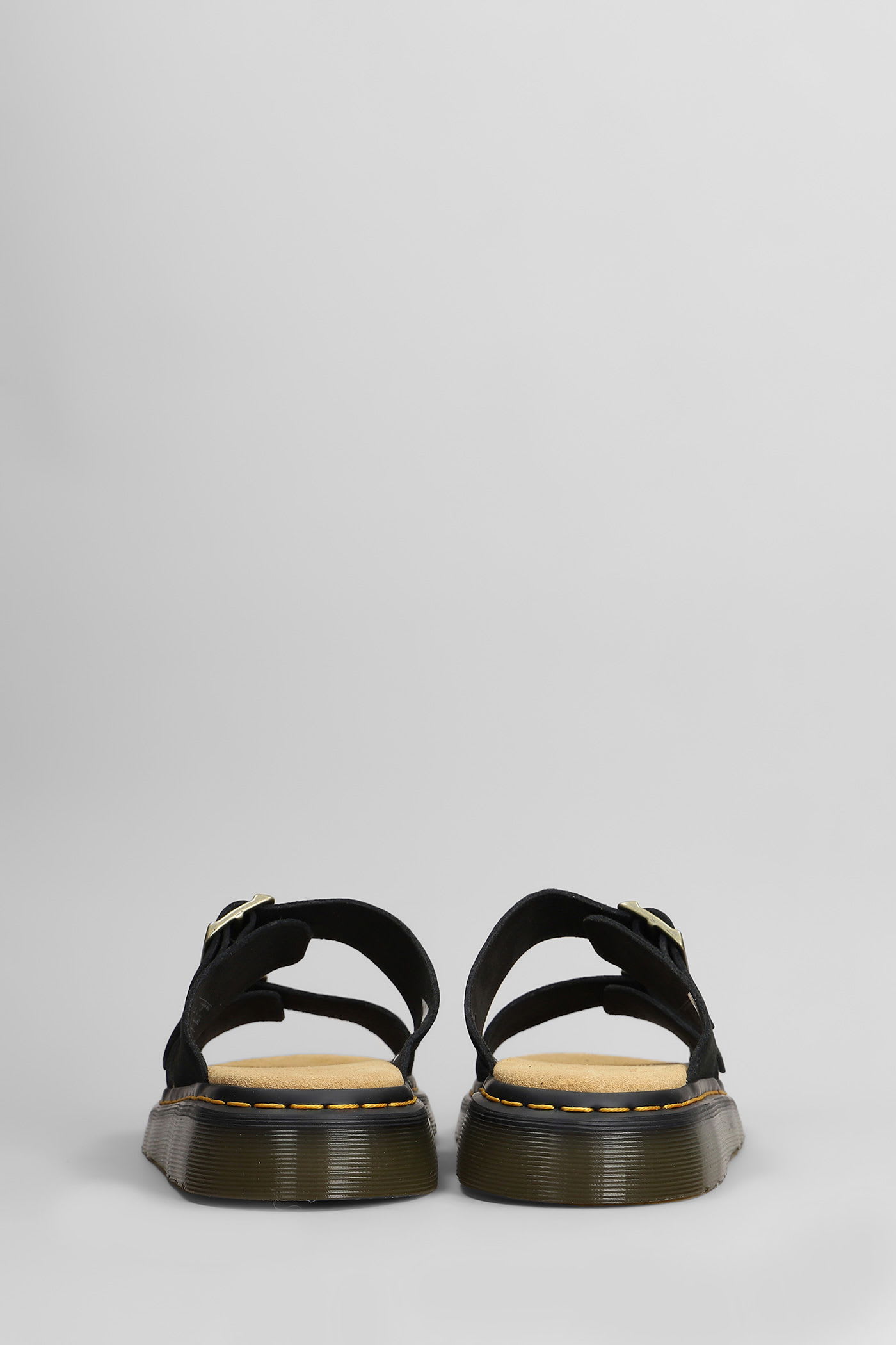 Dr. Martens Dr.martens Josef Savannah Tan Suede Sandals Black In Black