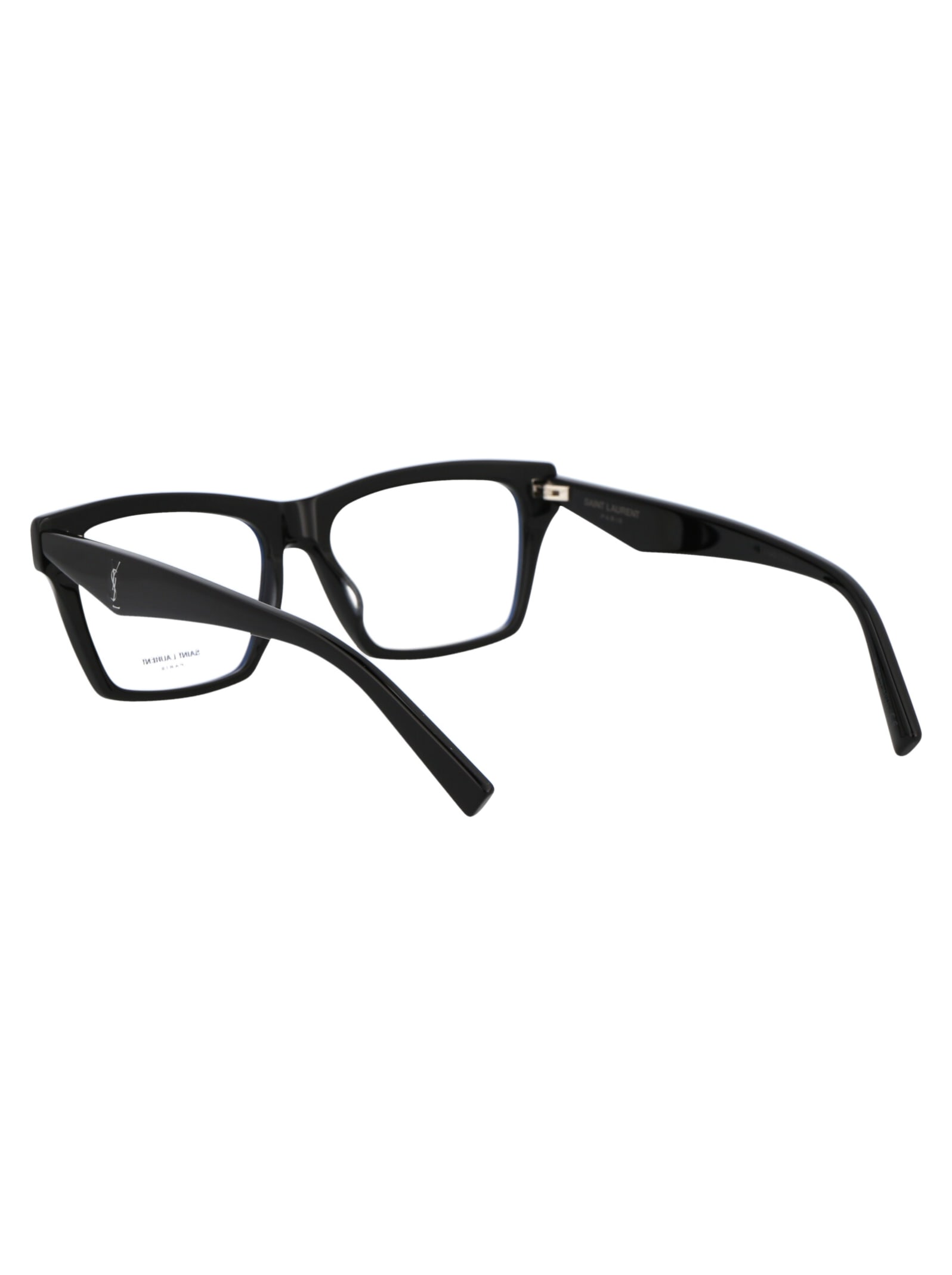 Shop Saint Laurent Sl M104 Opt Glasses In 002 Black Black Transparent
