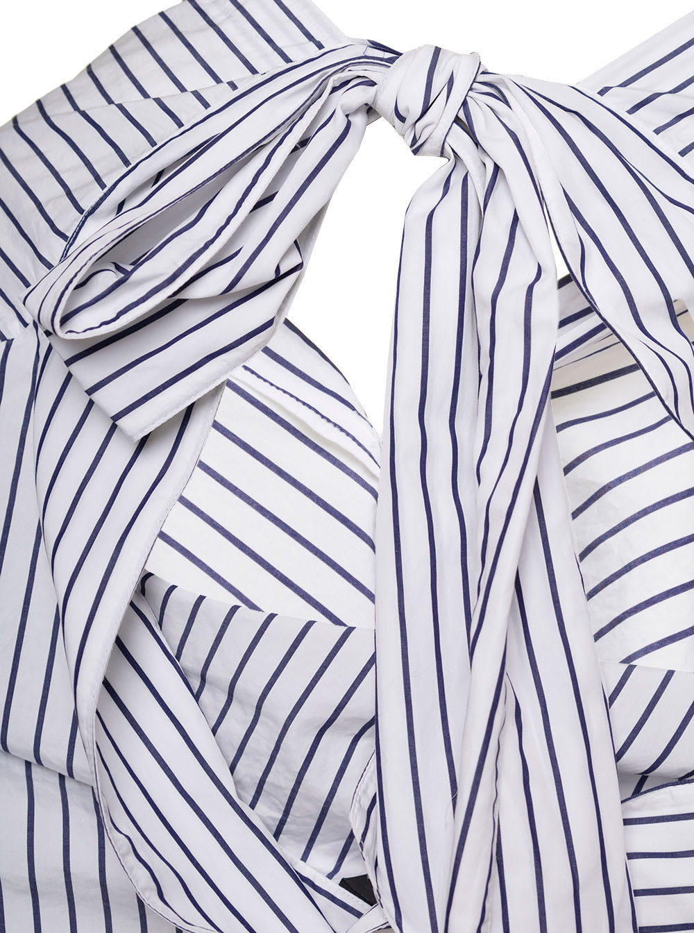 Shop Balenciaga White And Blue Striped Shirt With Bow Detail In Cotton Woman