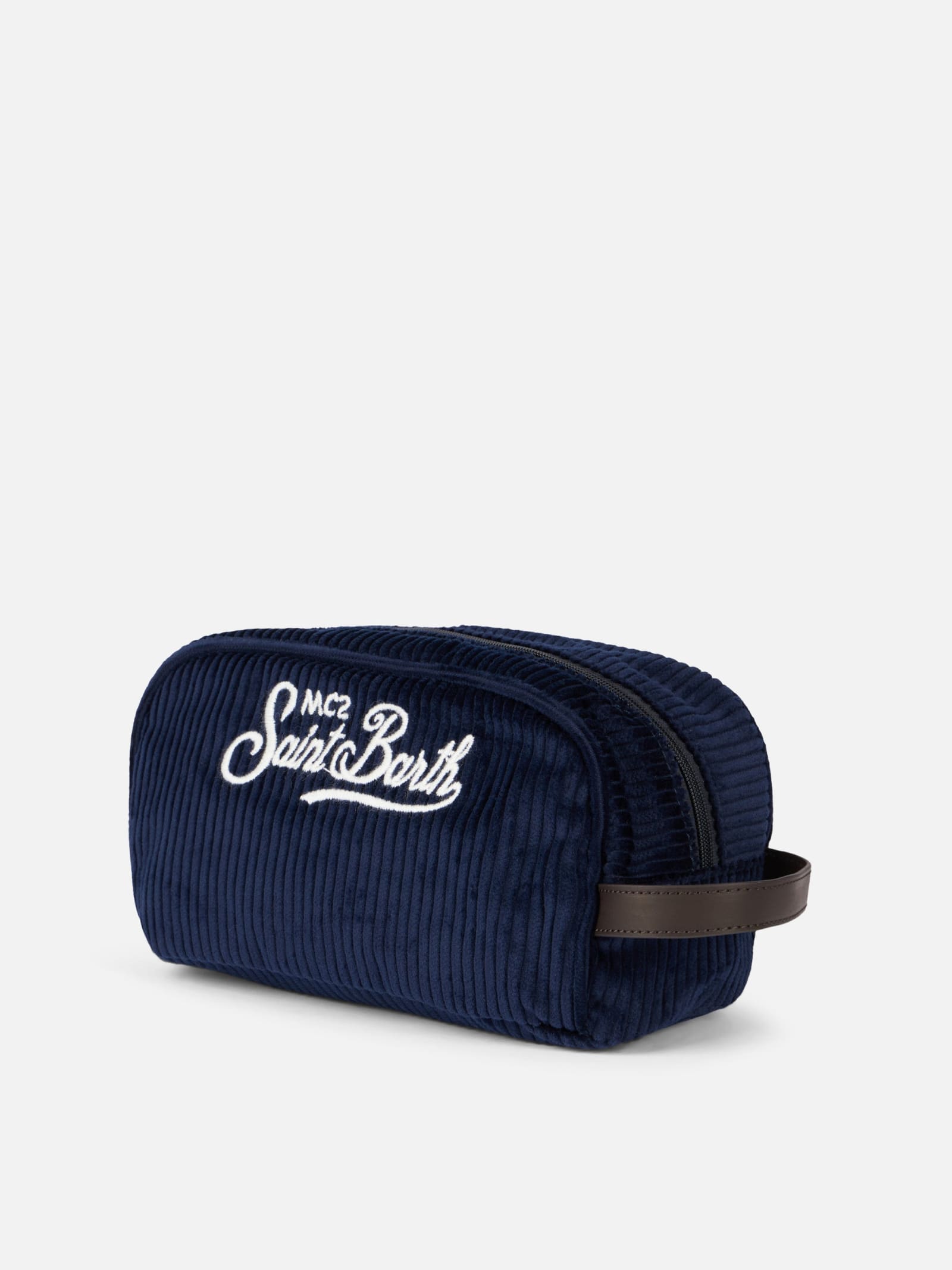 Mc2 Saint Barth Blue Corduroy Beauty Case In Blue