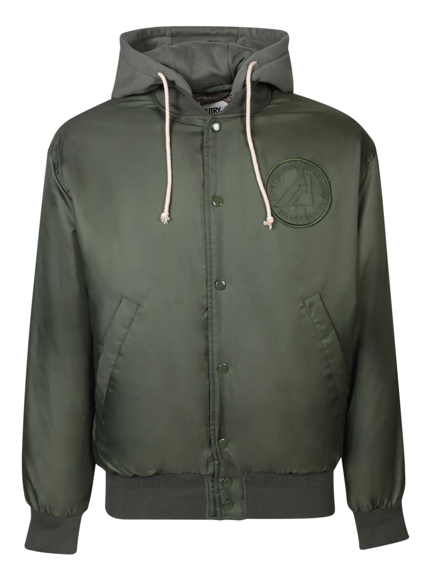 Shop Autry Olive Green Nylon Bomber Jacket