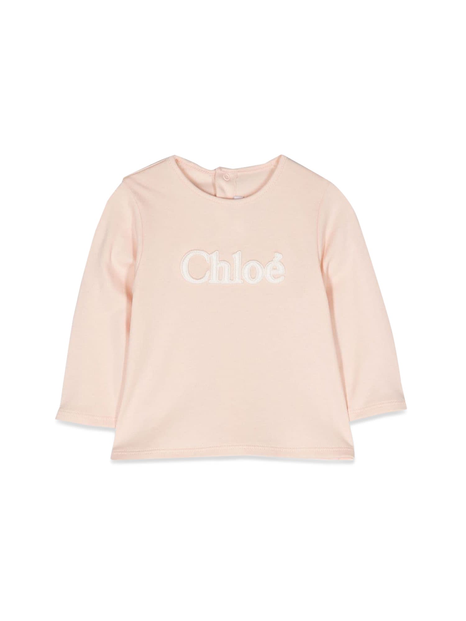 Chloé Babies' ml Logo T-shirt In Rosa