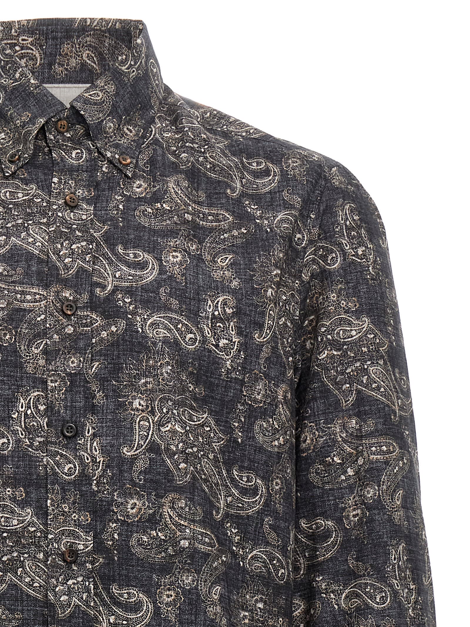 Shop Brunello Cucinelli Paisley Shirt In Blue