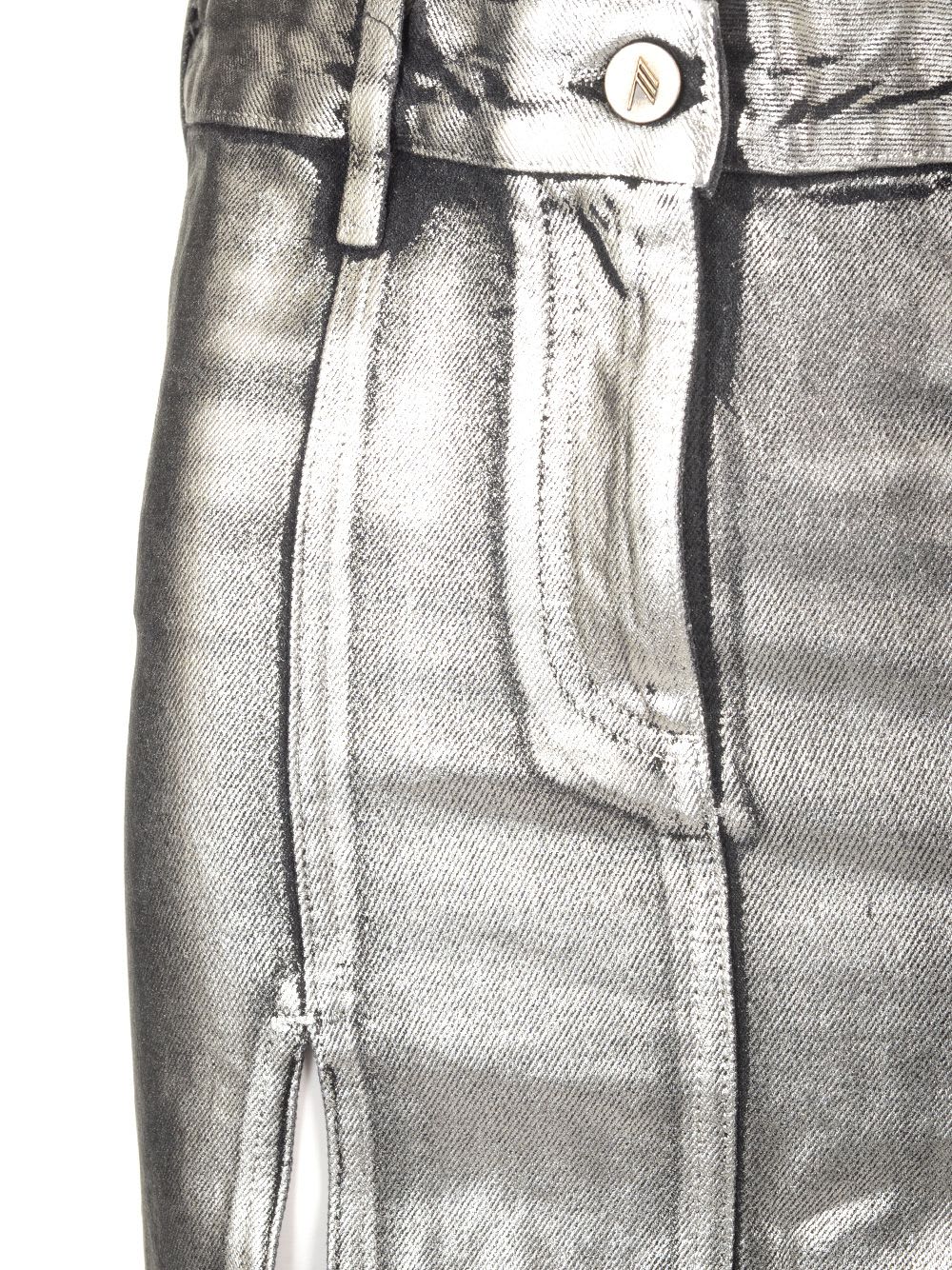 Shop Attico Coated Midi Skirt In Silver