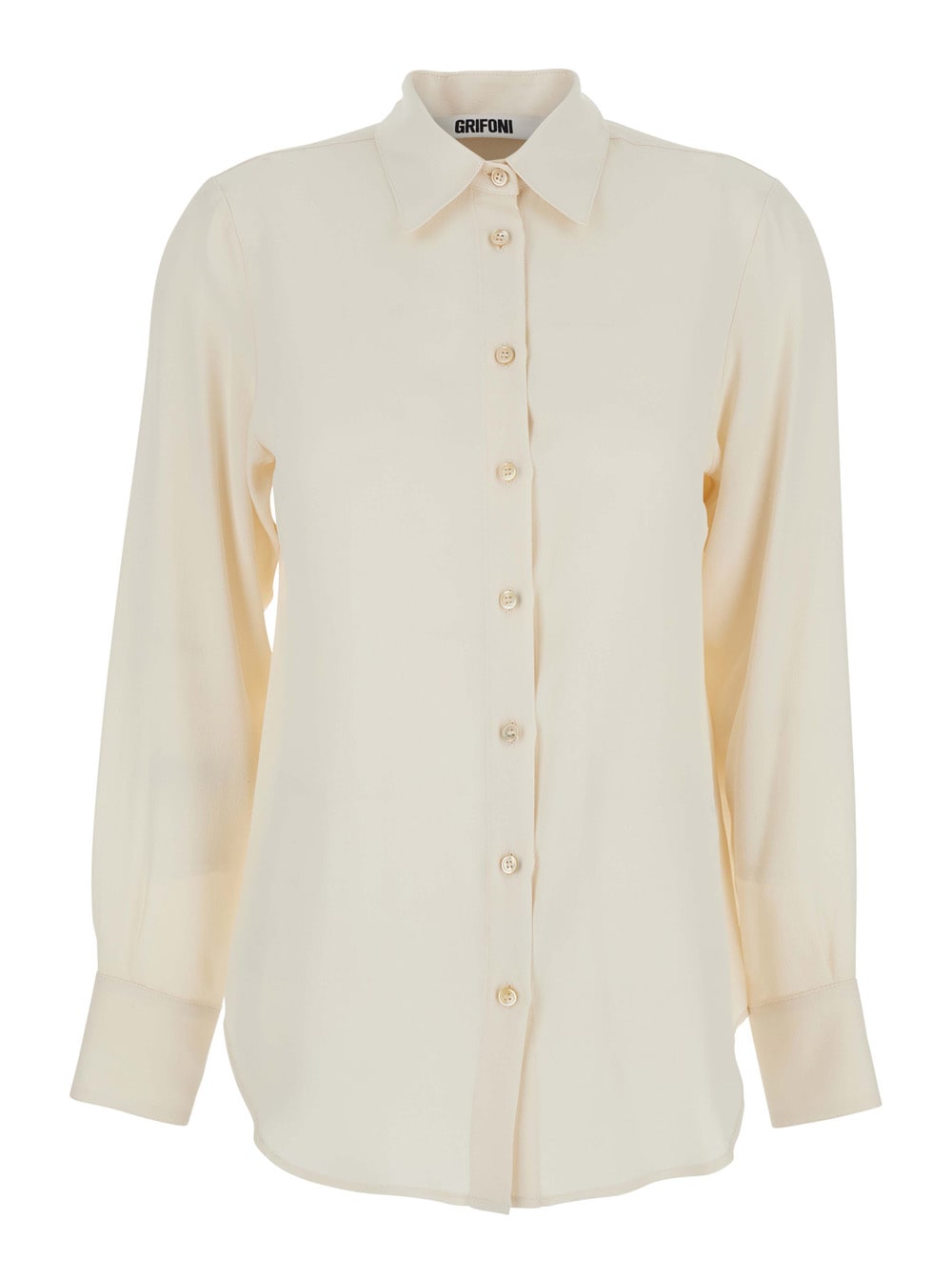 Mauro Grifoni White Shirt With Classic Collar And Buttoned Cuffs In Cotton Blend Woman