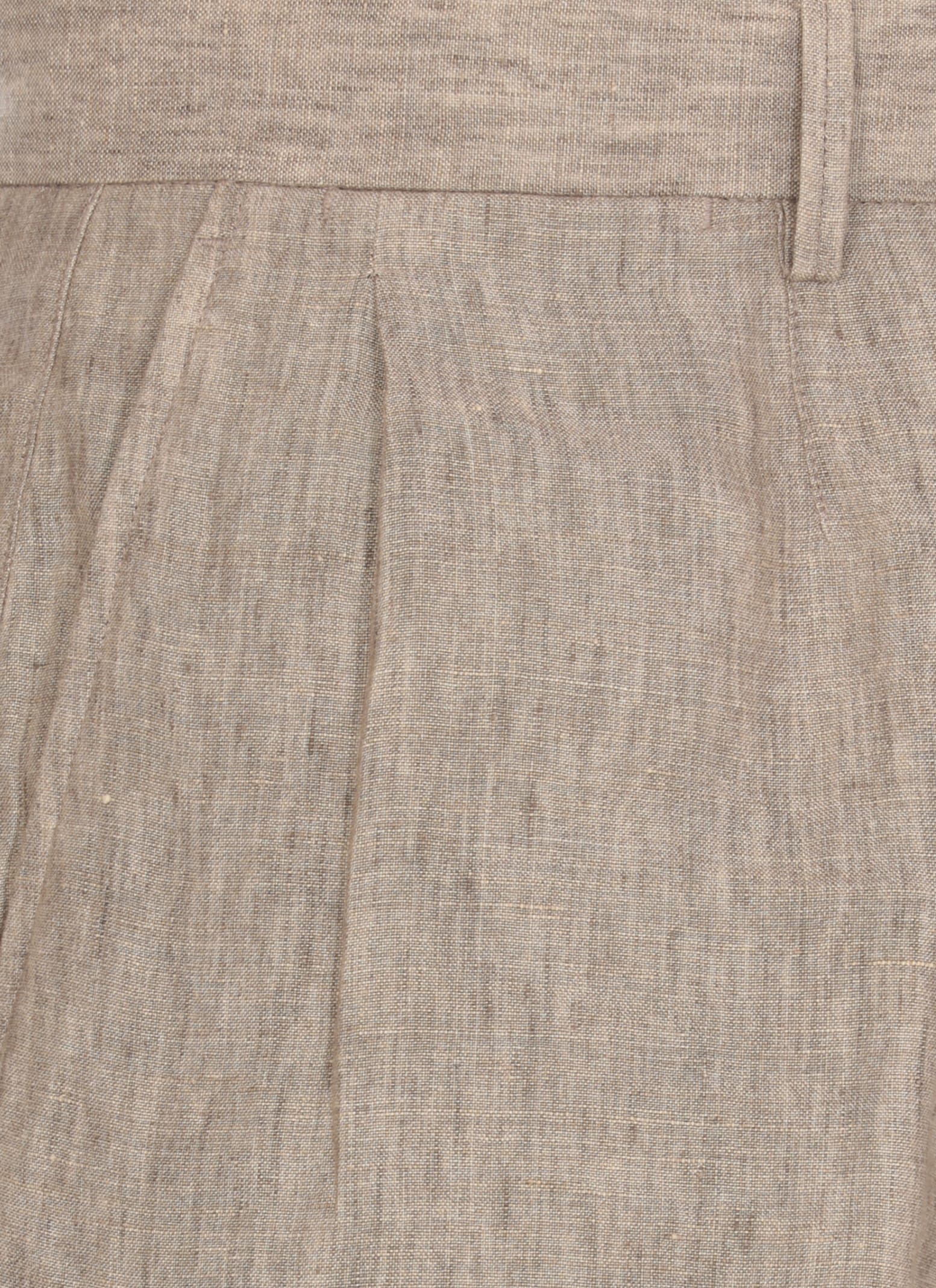 Zegna Linen Bermuda In Green