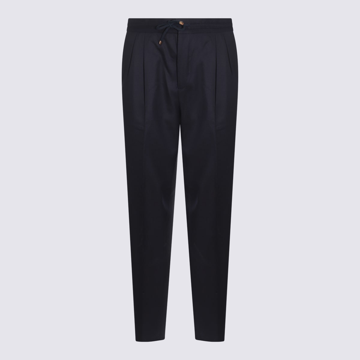 Shop Brunello Cucinelli Dark Blue Wool Pants