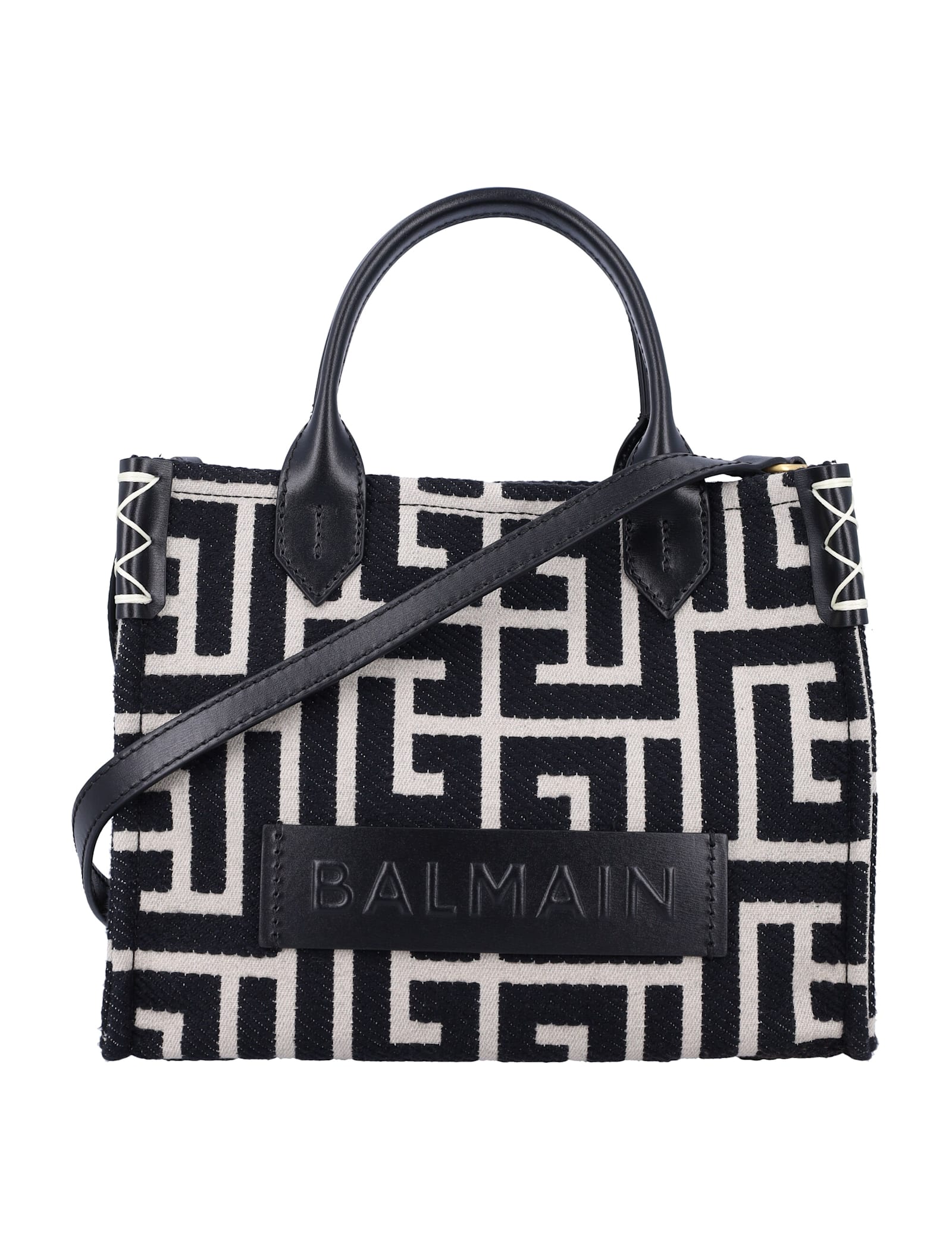 B-army Monogrammed Jacquard And Leather Tote Bag