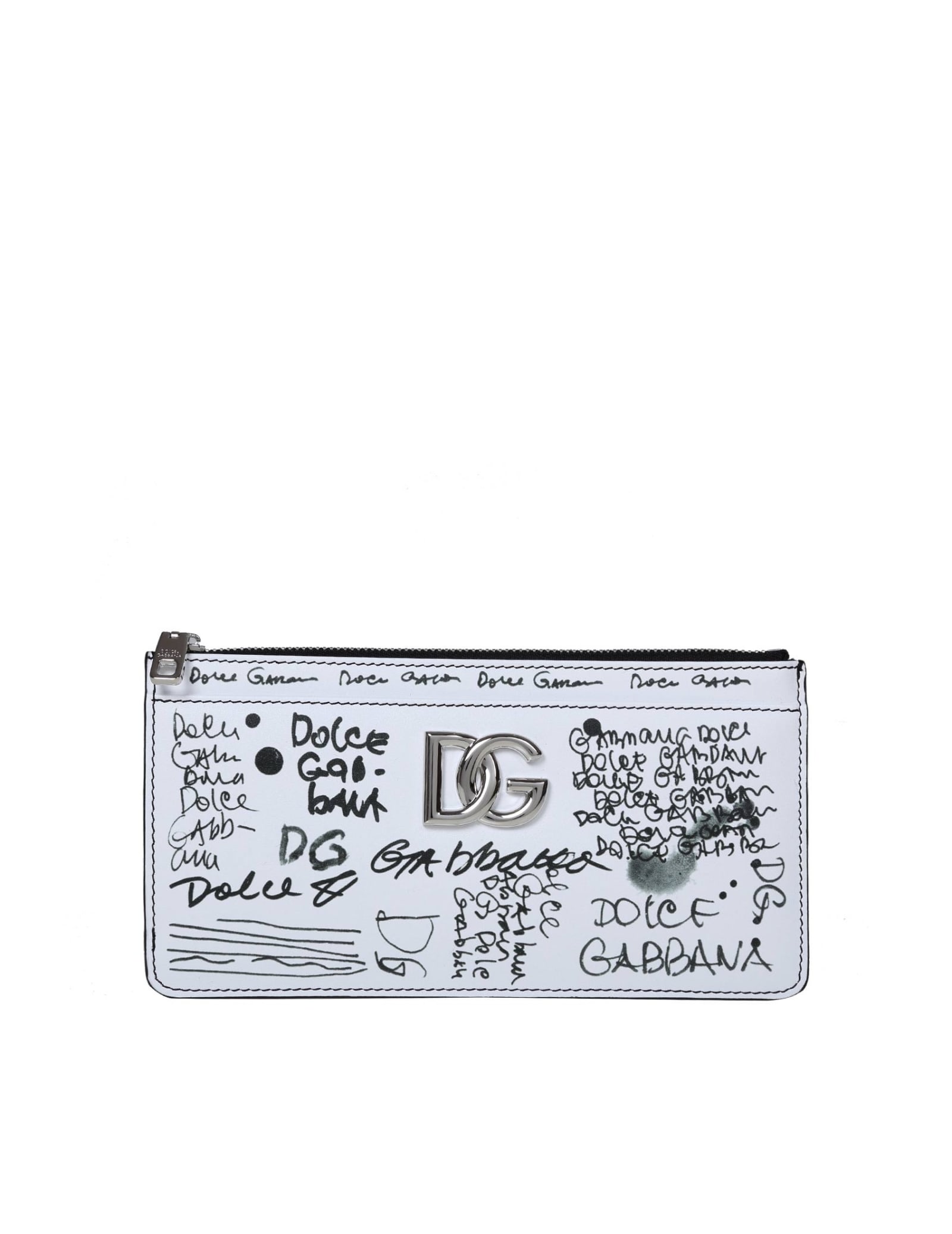 Dolce & Gabbana Card Holder In Graffiti Print Leather
