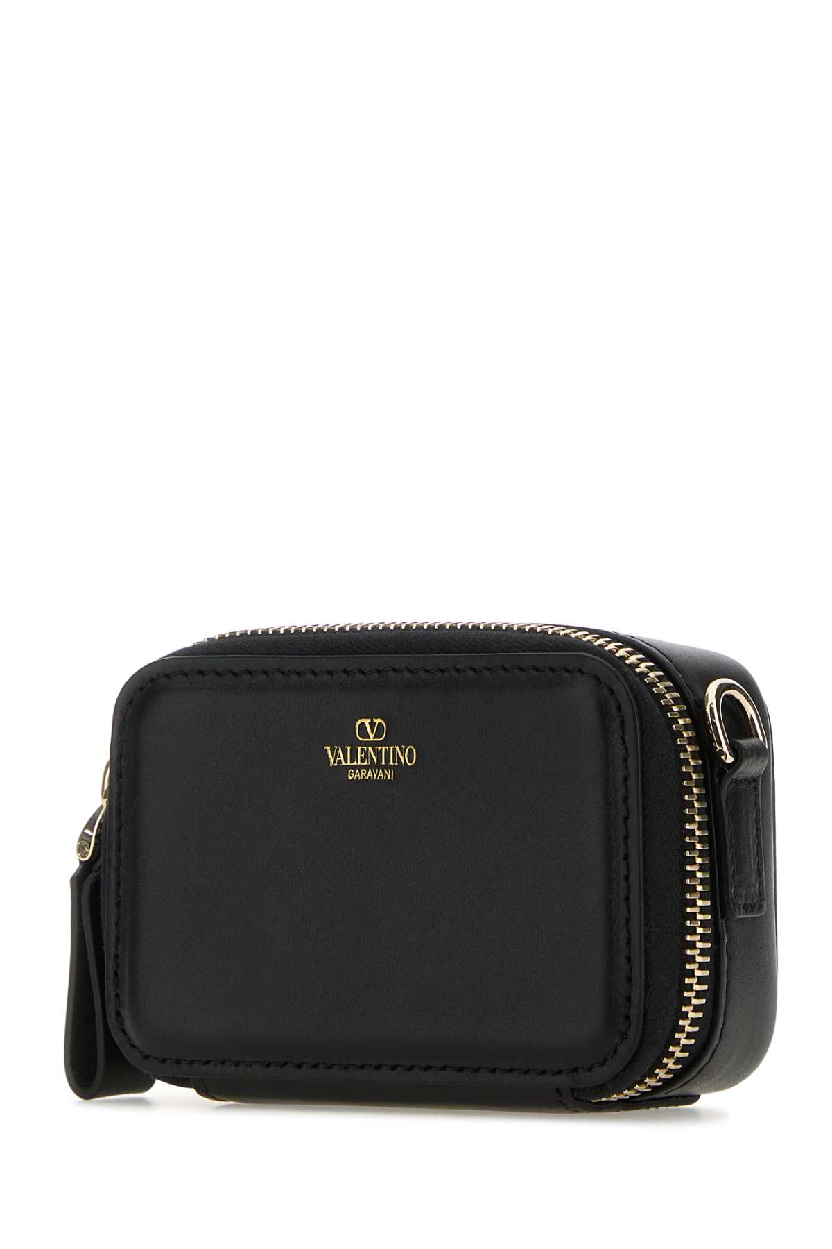 Valentino Garavani Black Leather Wallet In Nero