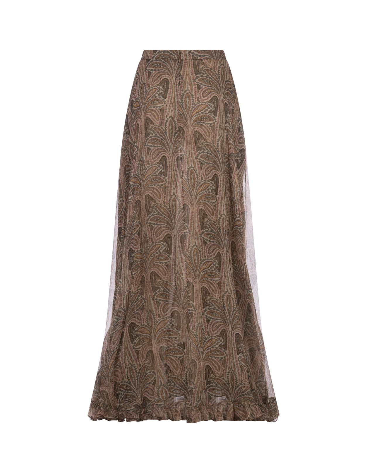 Shop Etro Long Crepon Skirt With Print