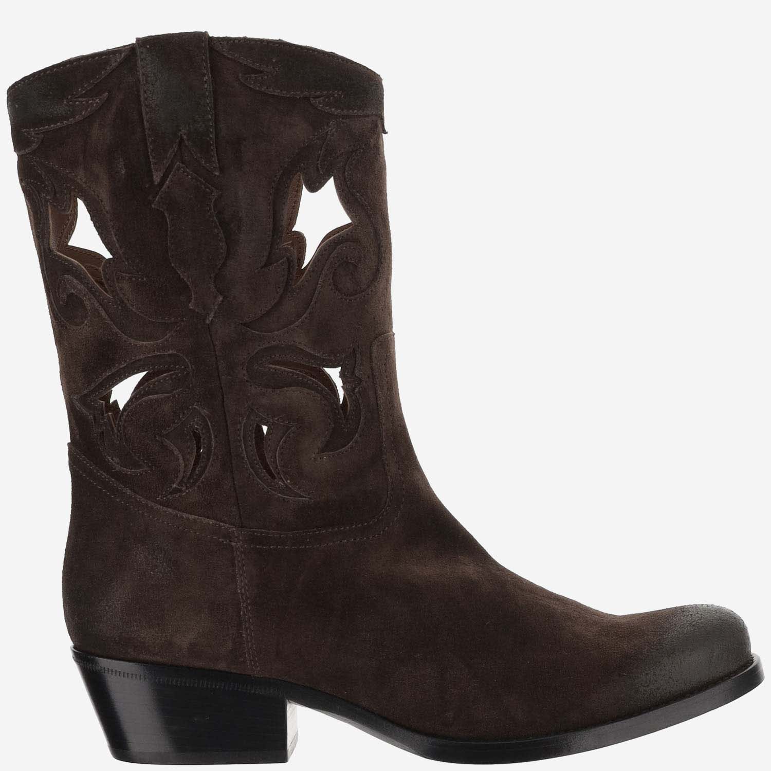 Sartore Suede Western Boots In Brown