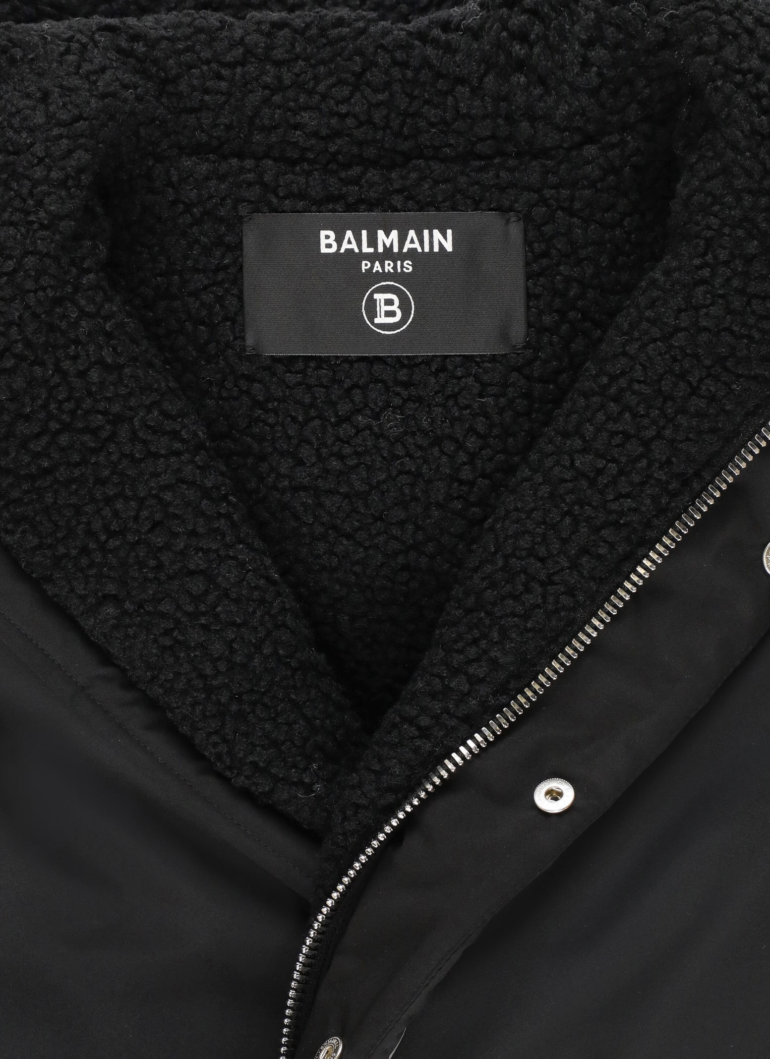 Shop Balmain Padded Jacket With Logo In Black