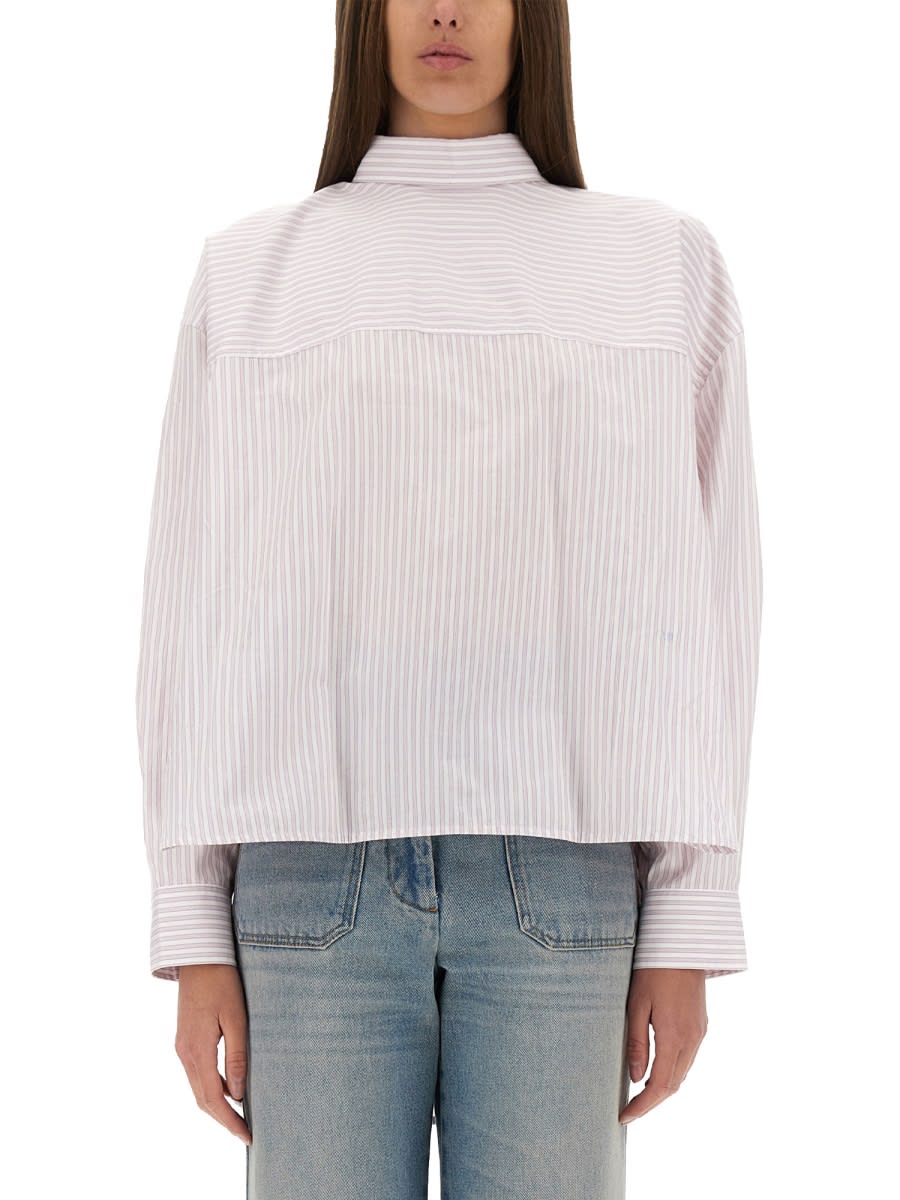 Victoria Beckham Bow Detail Oversized Striped Blouse