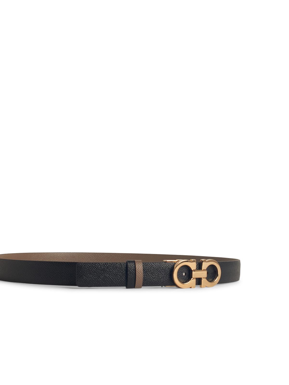 Ferragamo Low Black Leather Belt In Black