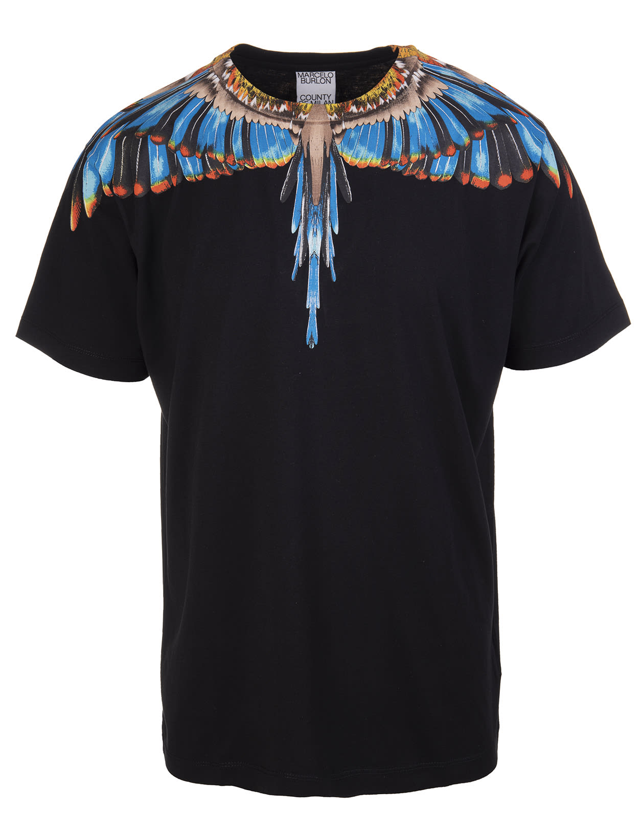 Marcelo Burlon Man Black And Light Blue Grizzly Wings T-shirt
