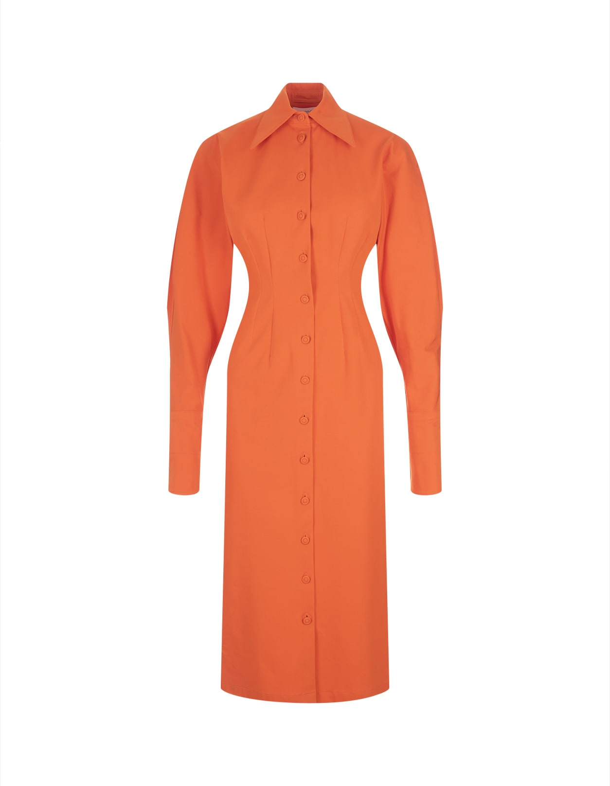 sportmax orange enigma shirt dress