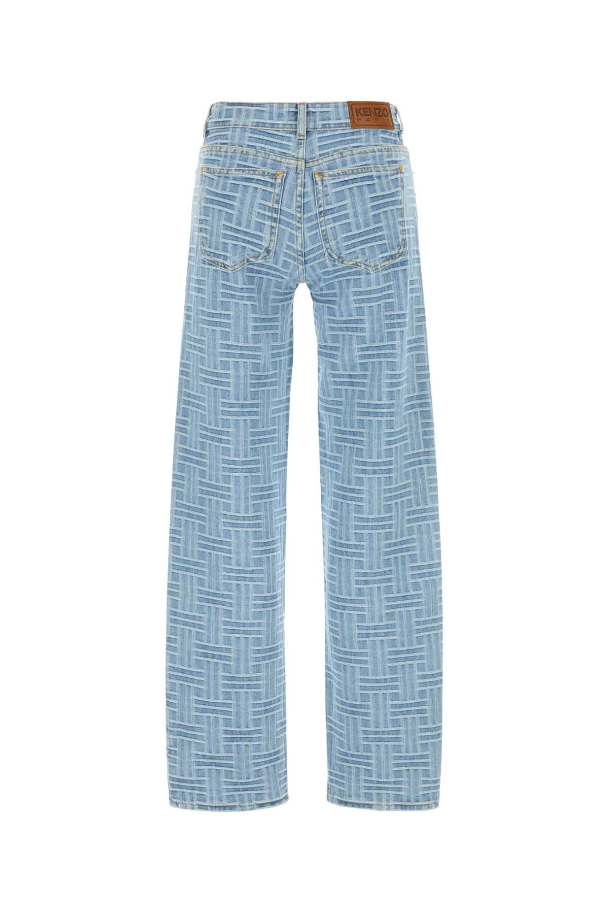 Kenzo Light Blue Embroidered Denim Jeans In Blue