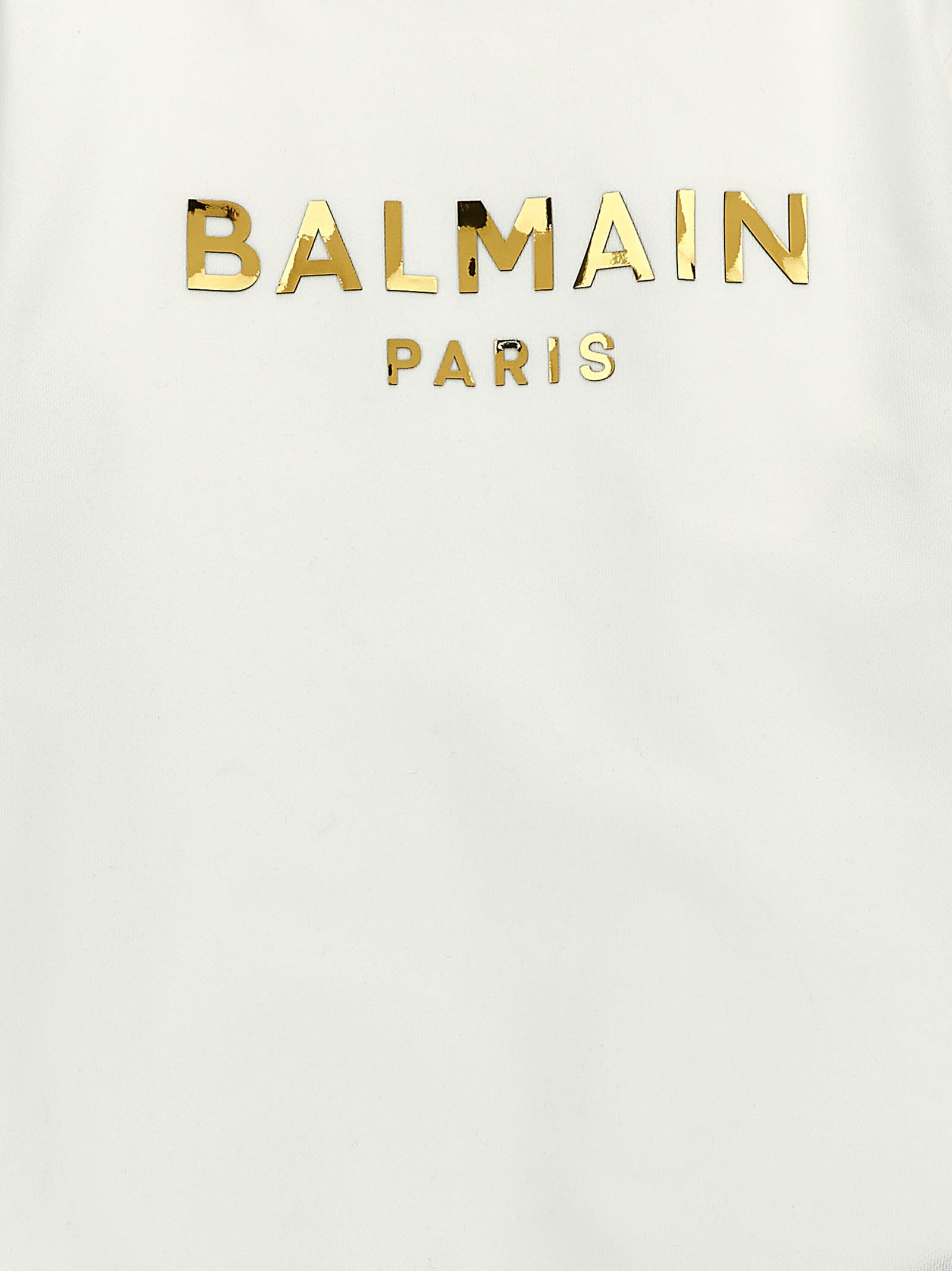 Shop Balmain Logo Sweatshirt In Bianco/oro